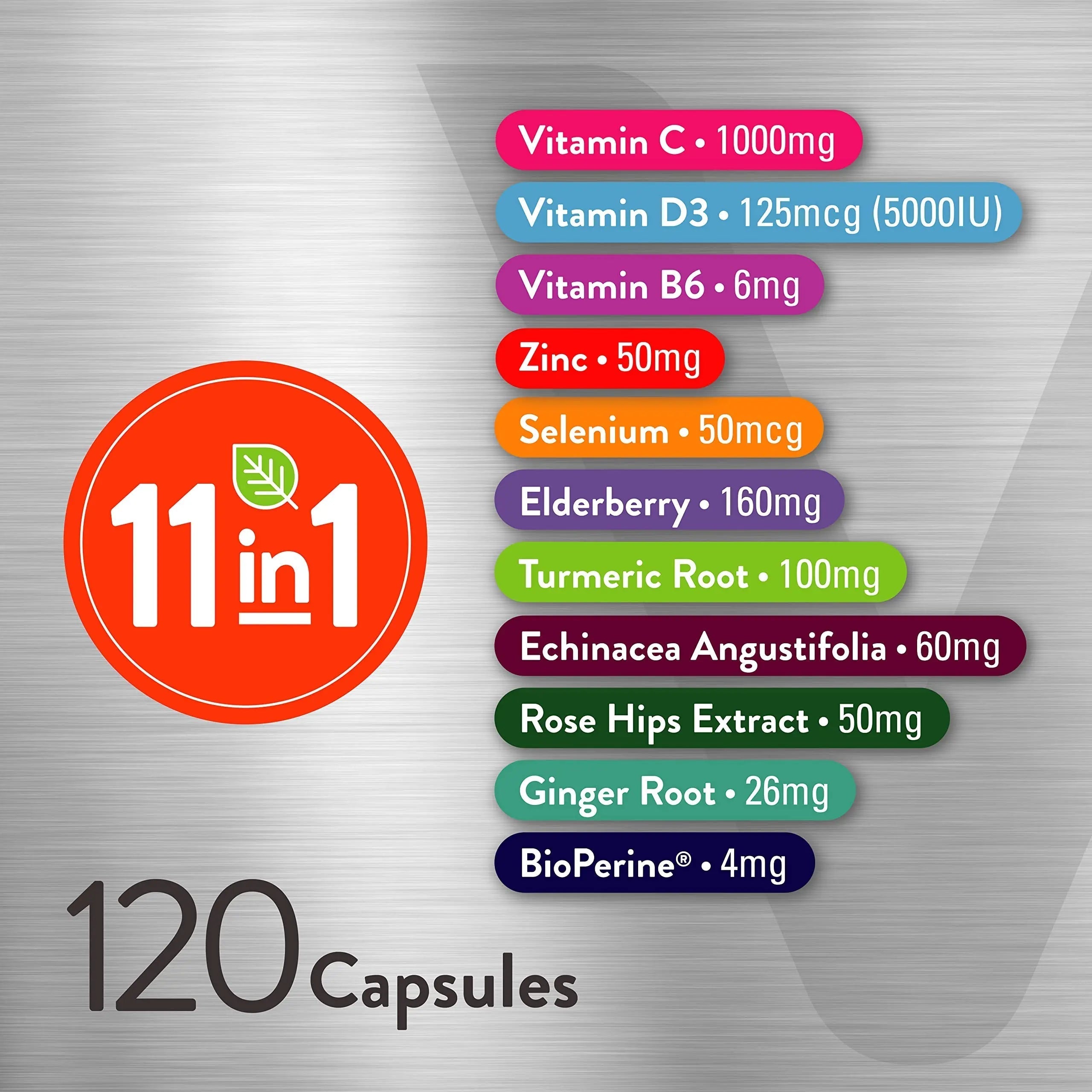 VITEEY 11 in 1 Immune Support Supplement - Immune Defense with Vitamin D3, B6, Echinacea, Turmeric, Rose-HIPS, Selenium ViteeyAu supplements
