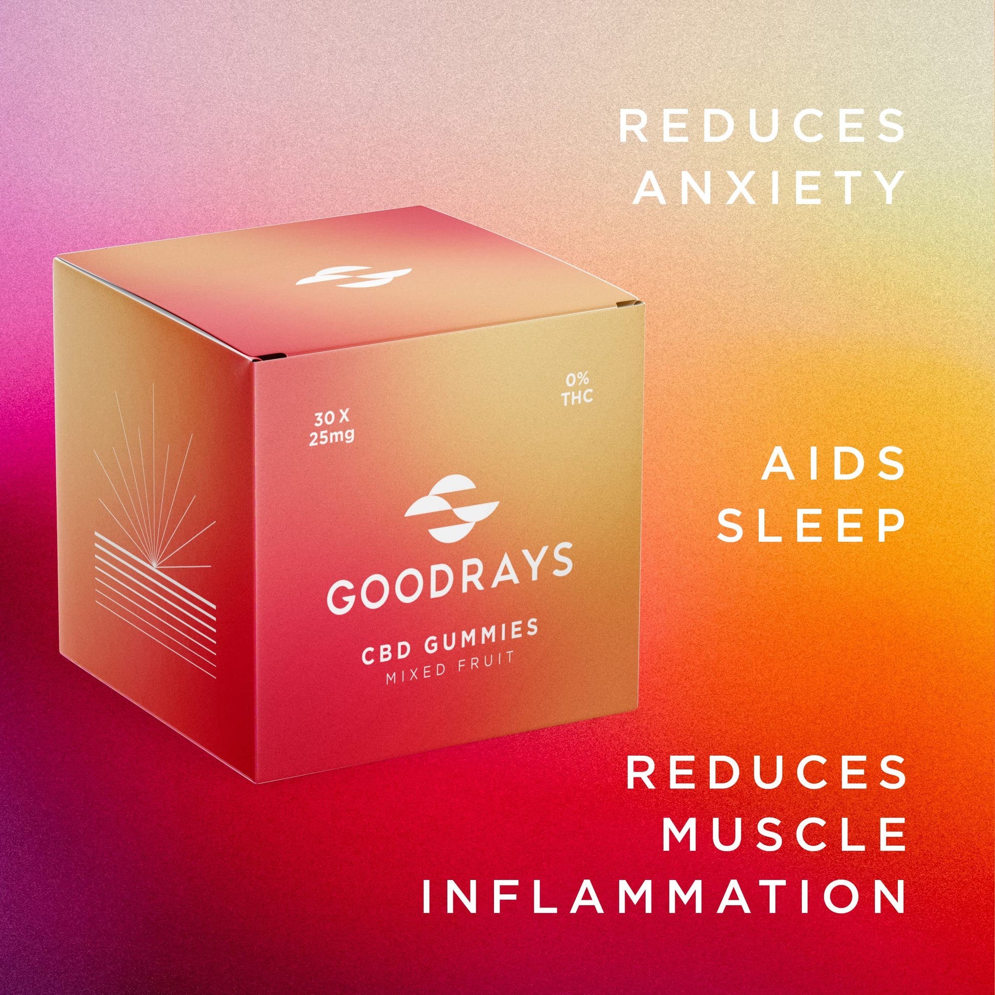 Goodrays - CBD Gummies - High Strength 30 x 25mg Mixed Fruits CBD Edibles GoodraysUS supplements
