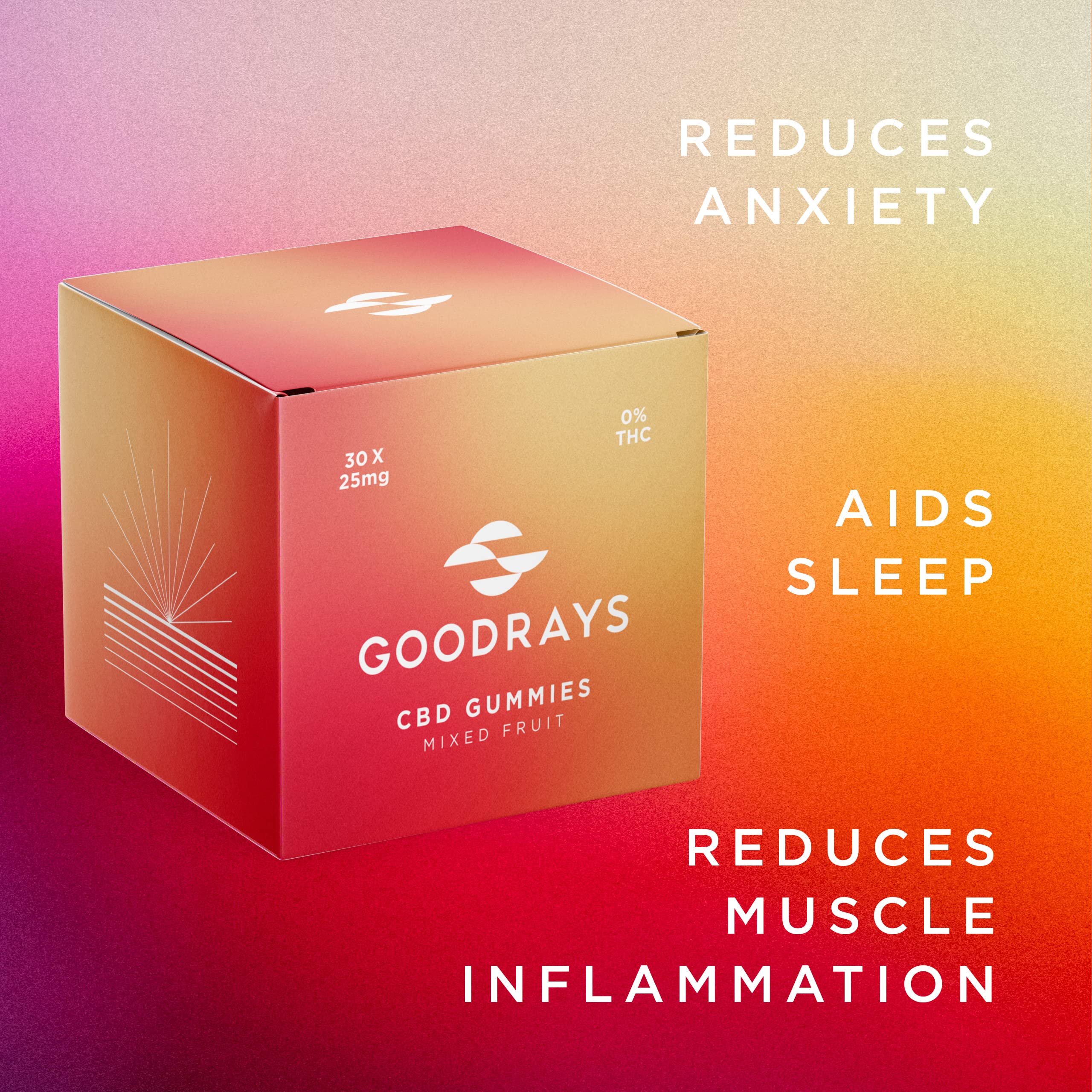 Goodrays - CBD Gummies - High Strength 30 x 25mg Mixed Fruits CBD Edibles GoodraysUS supplements