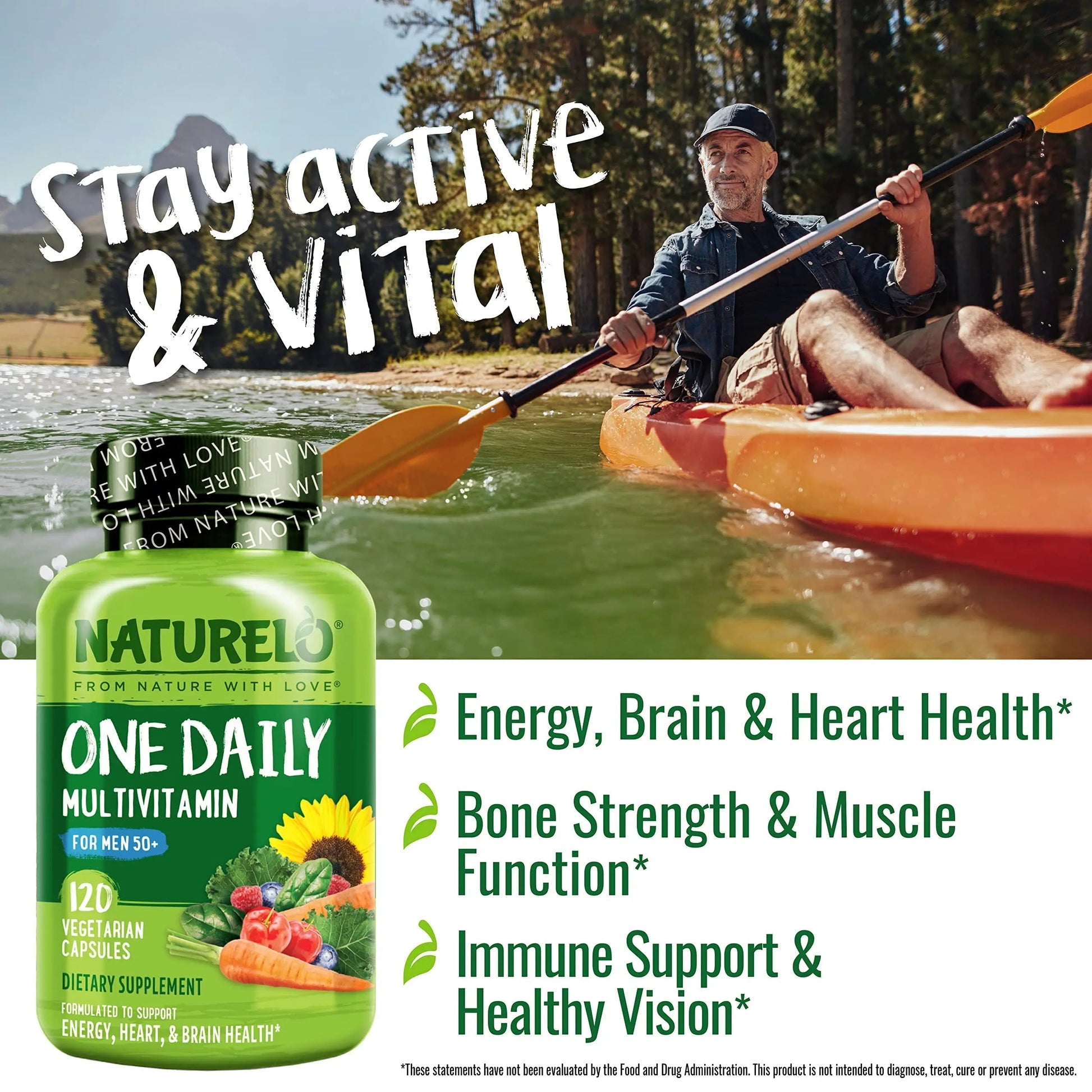 NATURELO One Daily Multivitamin for Men 50+, 120 Capsules One Daily Multivitamin for Women 50+ (Iron Free), 120 Capsules - 4 Month Supply Bundle NATURELOAu supplements