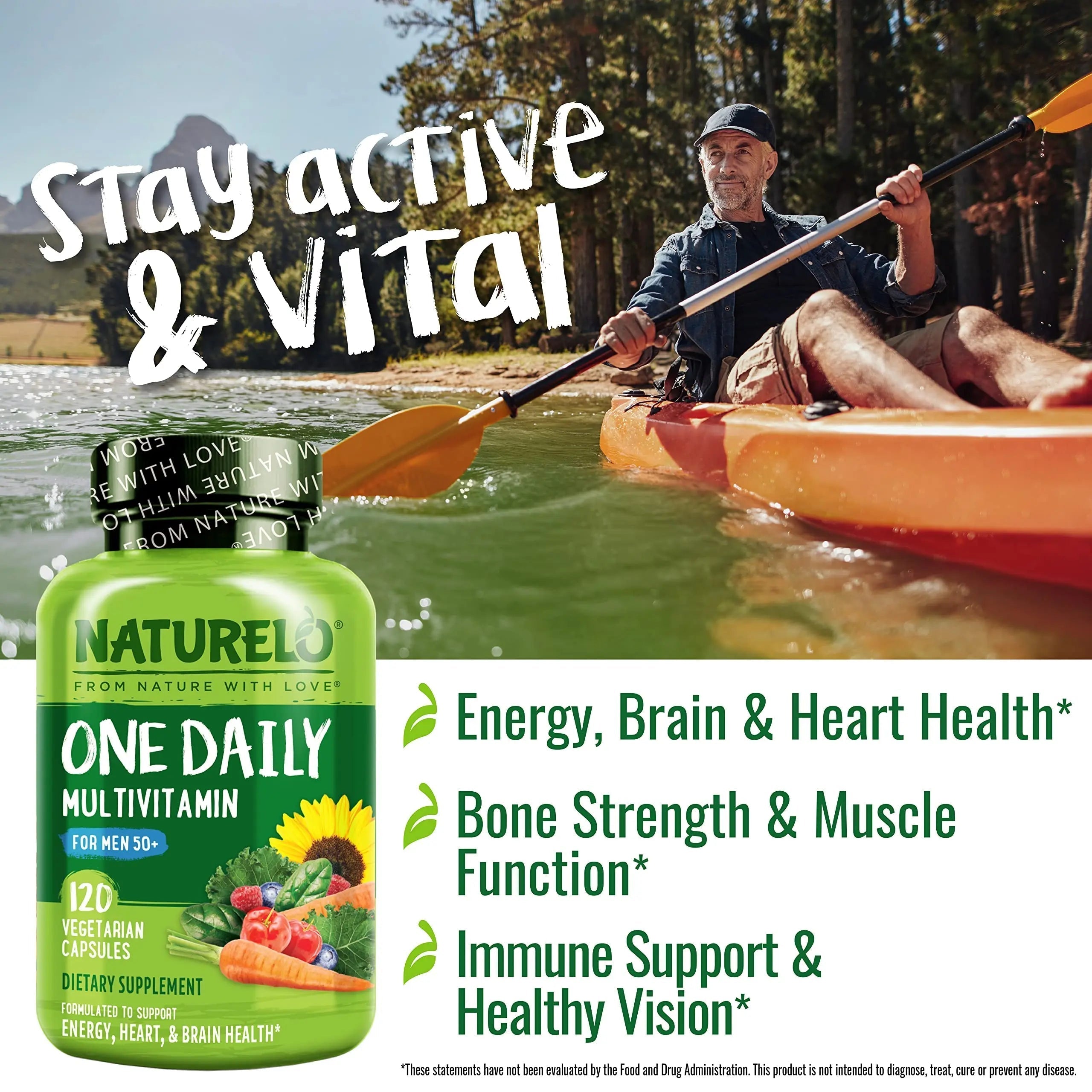 NATURELO Mens Multivitamins for Men 50+ - One Daily Multivitamin for Men with Vitamins, Minerals & Organic Whole Foods, Boost Energy & Health, NATURELOAu supplements