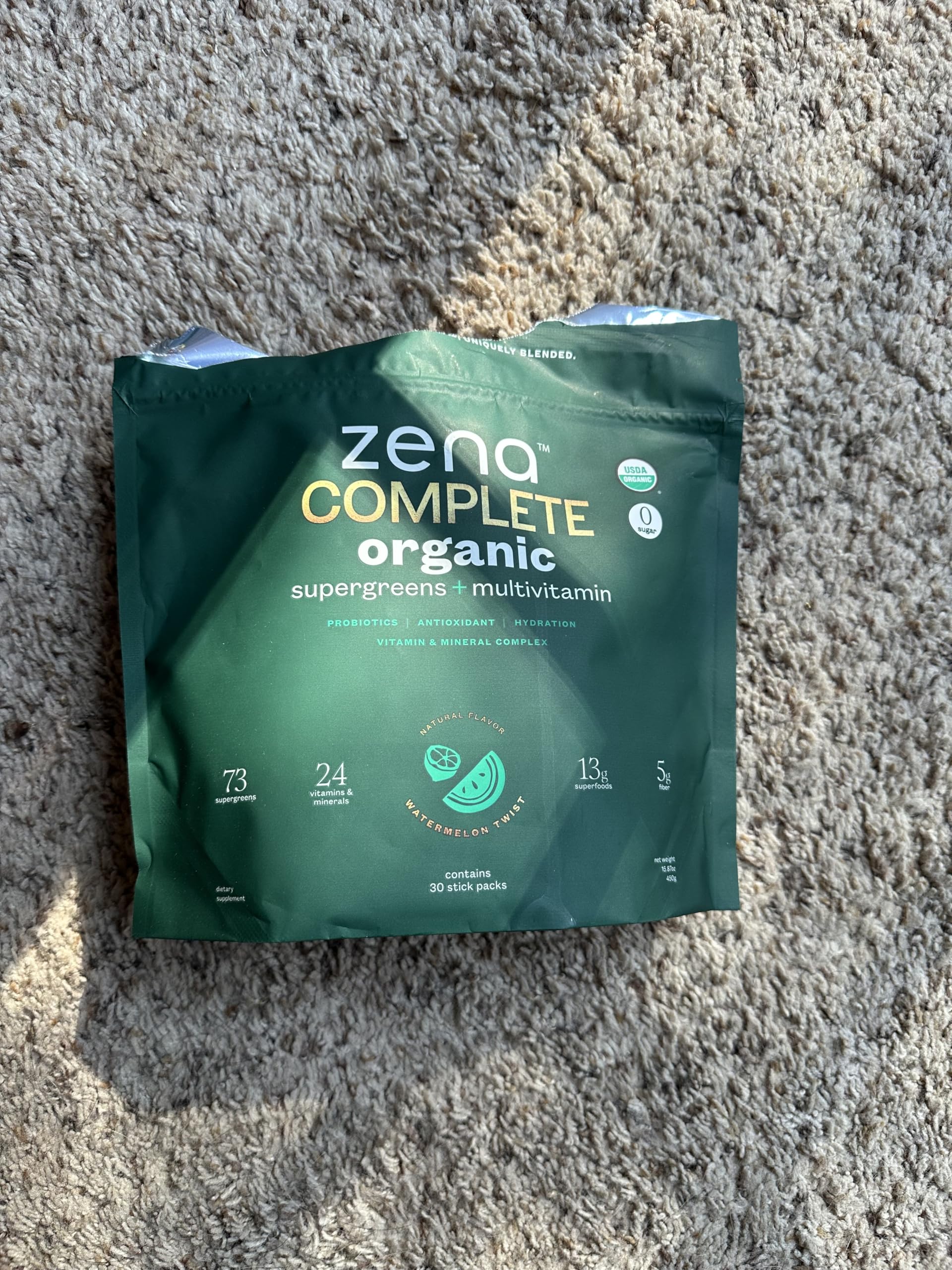 Zena Complete Organic Super Greens Powder & Multivitamin, 90+ Supergreens, Fruits, Veggies, Pre & Probiotics, Watermelon Citrus Flavor Zena NutritionAu supplements
