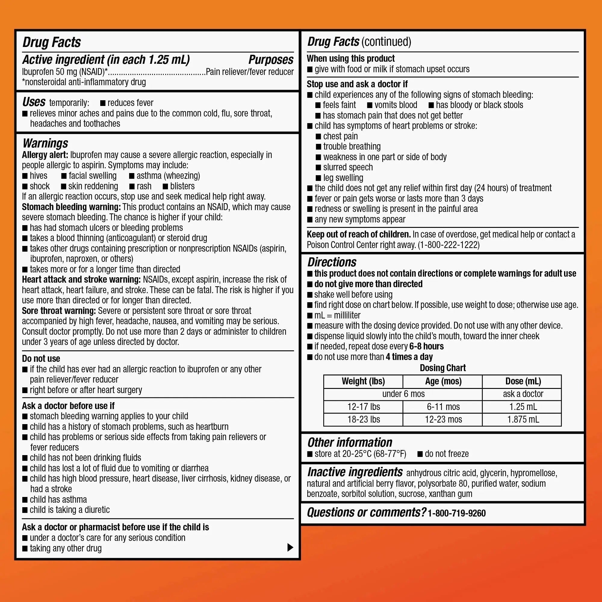 Amazon Basic Care Infants' Ibuprofen Oral Suspension, Pain Reliever and Fever Reducer, 50 mg/1.25 mL, Berry Flavor Concentrated Drops, Dye-Free, 1 fl oz (Pack of 1) Amazon Basic CareAu supplements