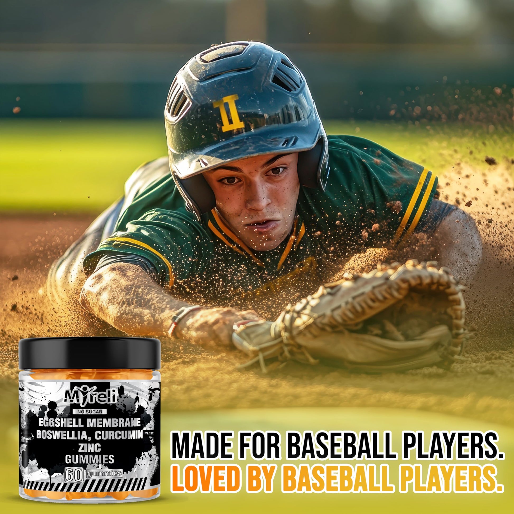 MYRELI Eggshell Membrane 400mg, Boswellia 300mg, Curcumin 250mg & Zinc 20mg Gummies - Baseball Athlete Joint Support, Flexibility, Recovery, Antioxidant, Energy, Endurance - Vegan, Non-GMO, 60 Gummies MYRELIAu supplements