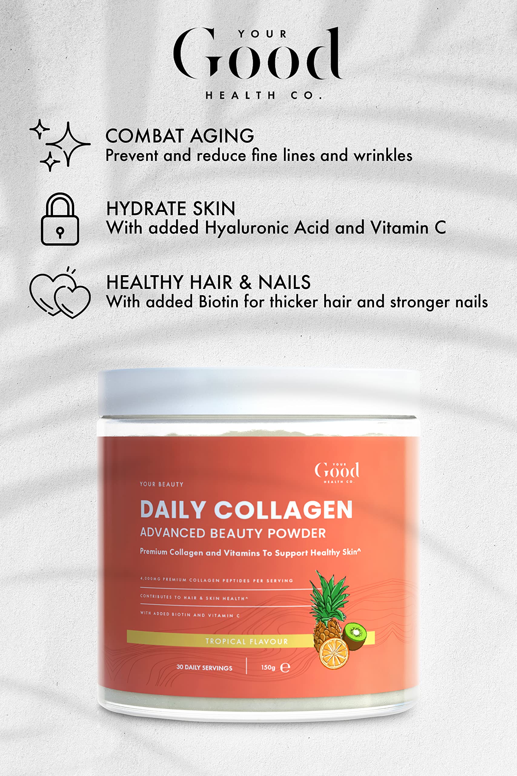 Your Good Health Co. – Your Beauty Premium Collagen Powder, Tropical | 150g Your Good Health Co.Au supplements