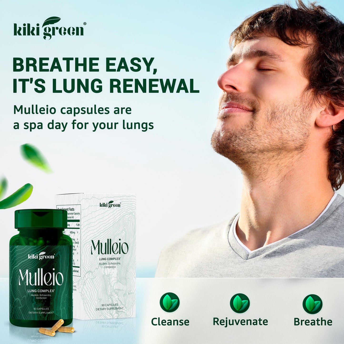 KIKI Green MULLEIO Lung Health Capsules: Herbal Supplement for Lung Cleanse, Better KIKI GreenUS supplements