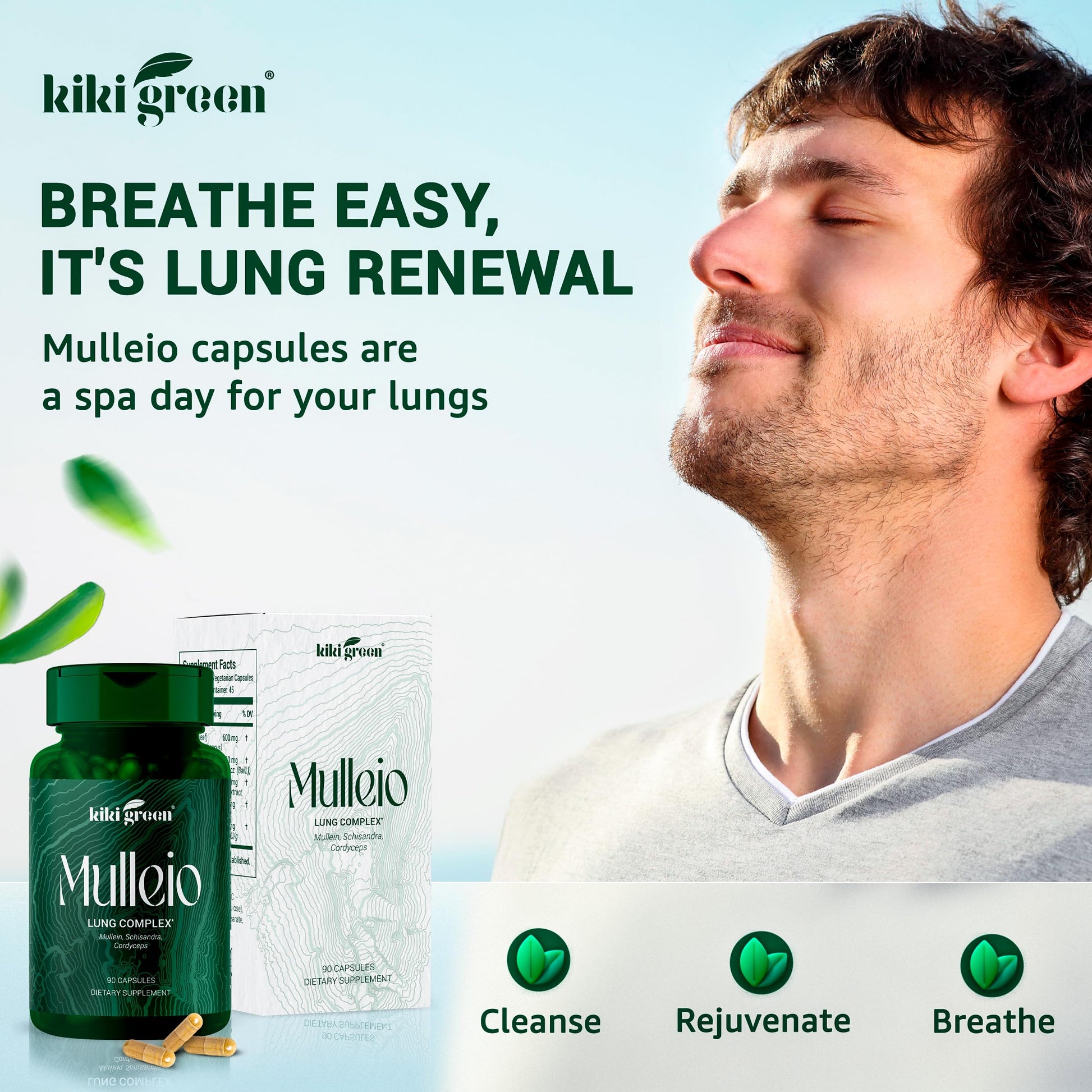 KIKI Green MULLEIO Lung Health Capsules: Herbal Supplement for Lung Cleanse, Better KIKI GreenUS supplements