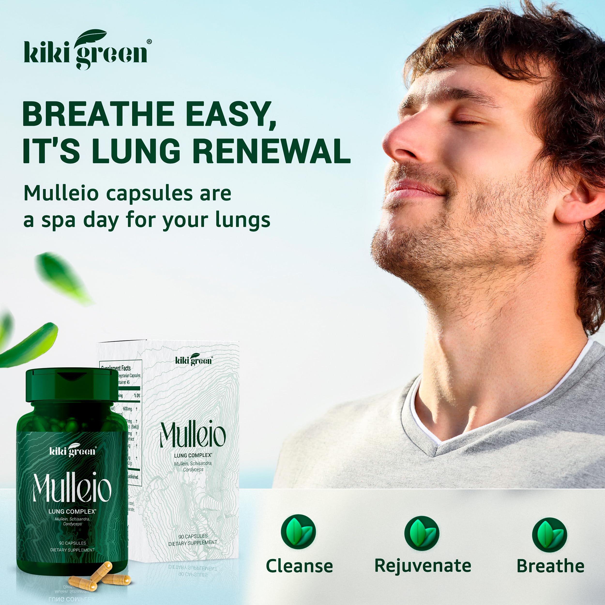 KIKI Green MULLEIO Lung Health Capsules: Herbal Supplement for Lung Cleanse, Better KIKI GreenUS supplements