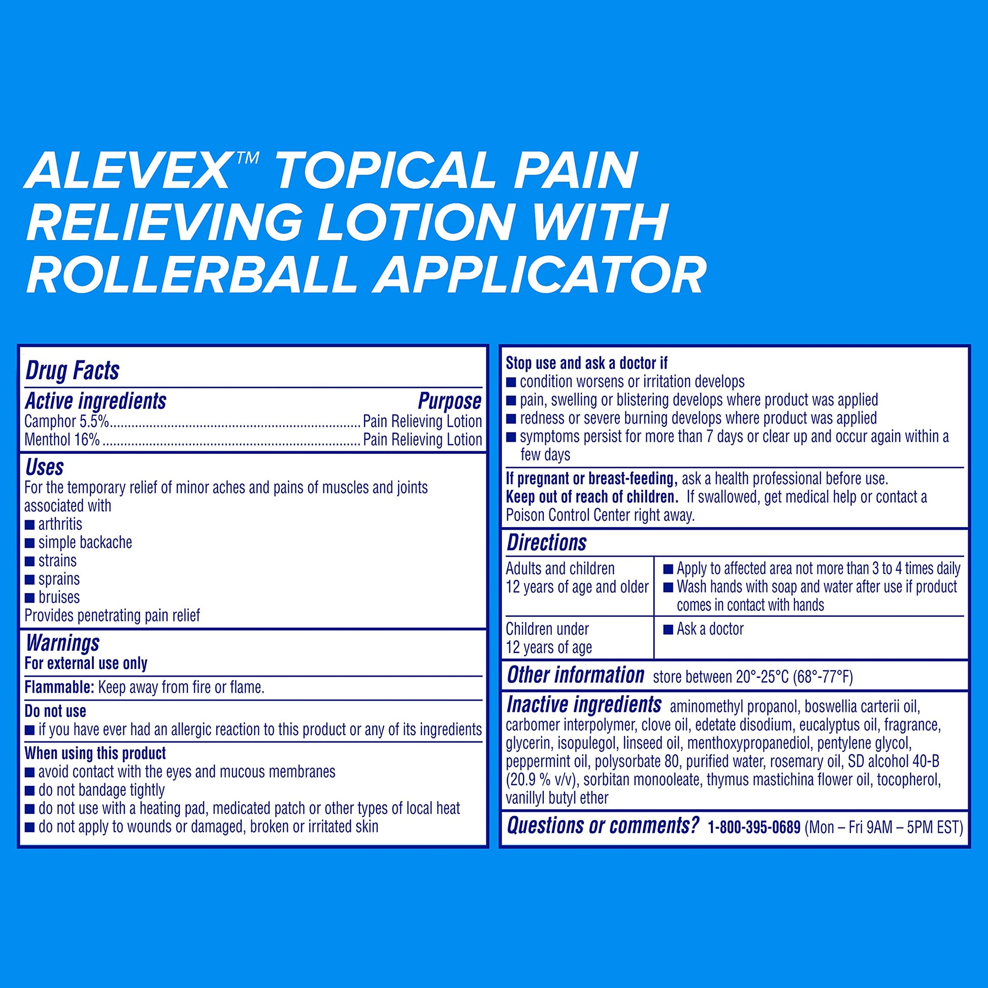 AleveX Topical Pain Relief Lotion with Rollerball Applicator - Long Lasting Arthritis and Muscle Pain Relief, 2.5 oz AleveAu supplements