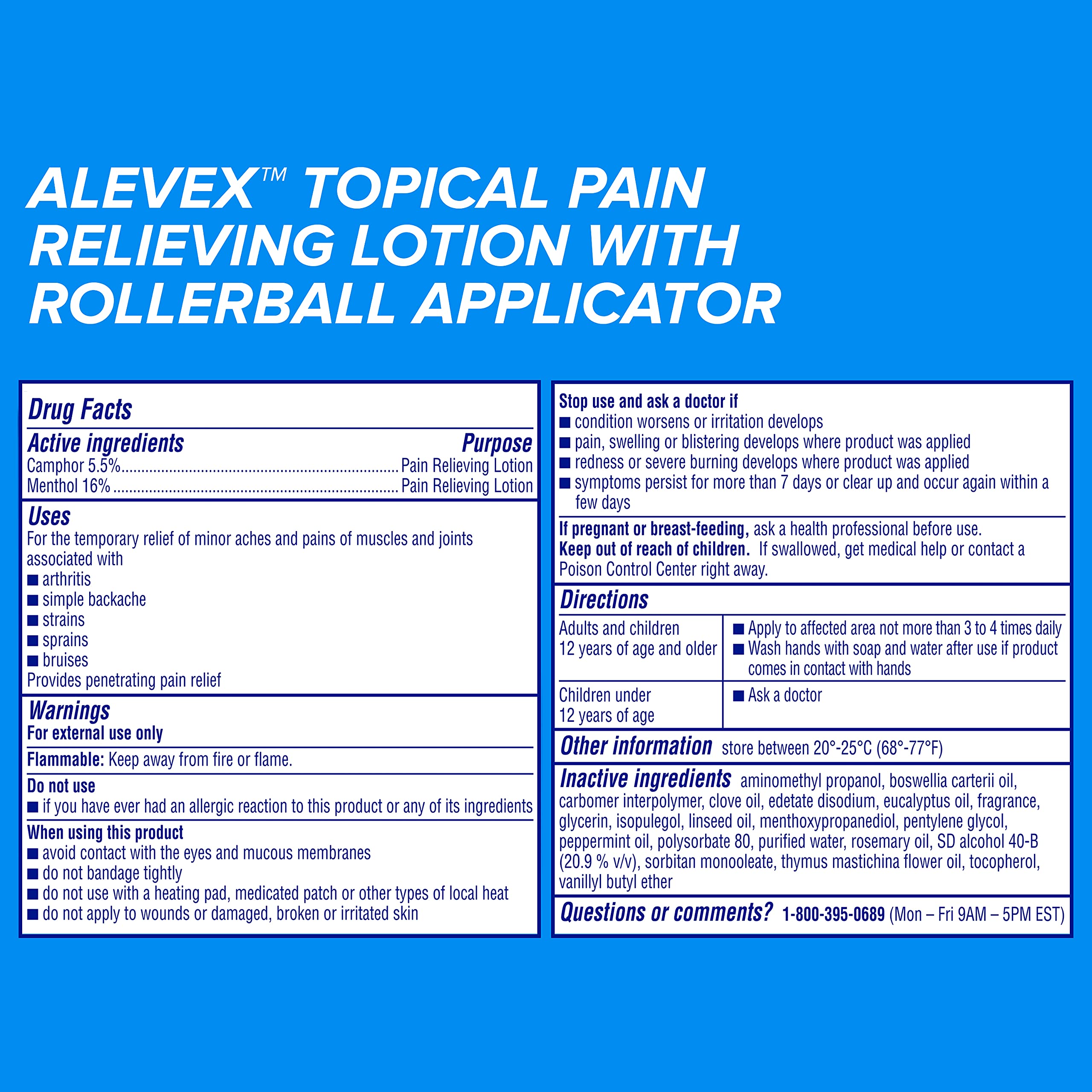 AleveX Topical Pain Relief Lotion with Rollerball Applicator - Long Lasting Arthritis and Muscle Pain Relief, 2.5 oz AleveAu supplements