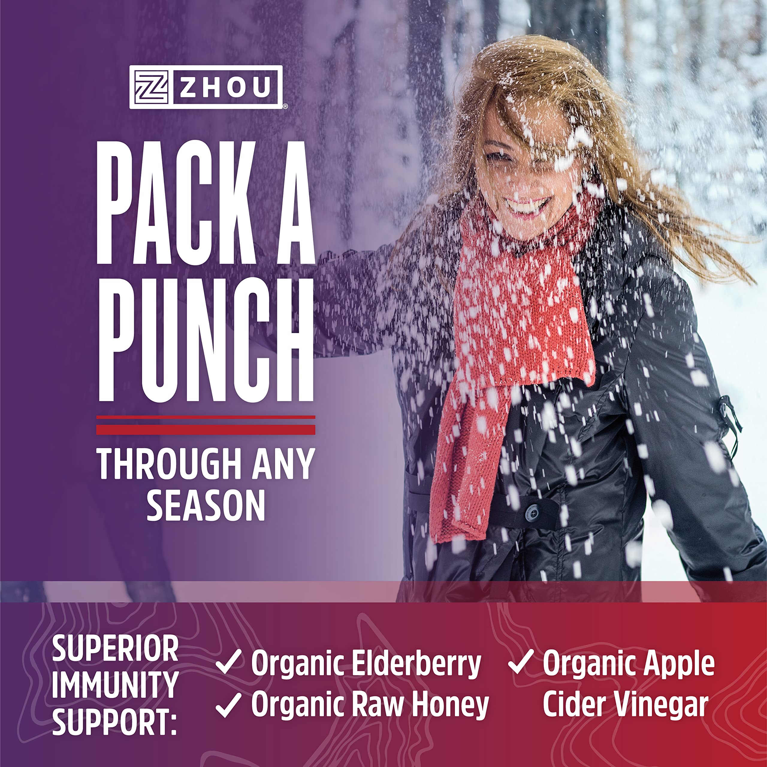 Zhou Nutrition Elderberry Syrup, Immune System Booster with Organic Elderberry Syrup Zhou NutritionUS supplements