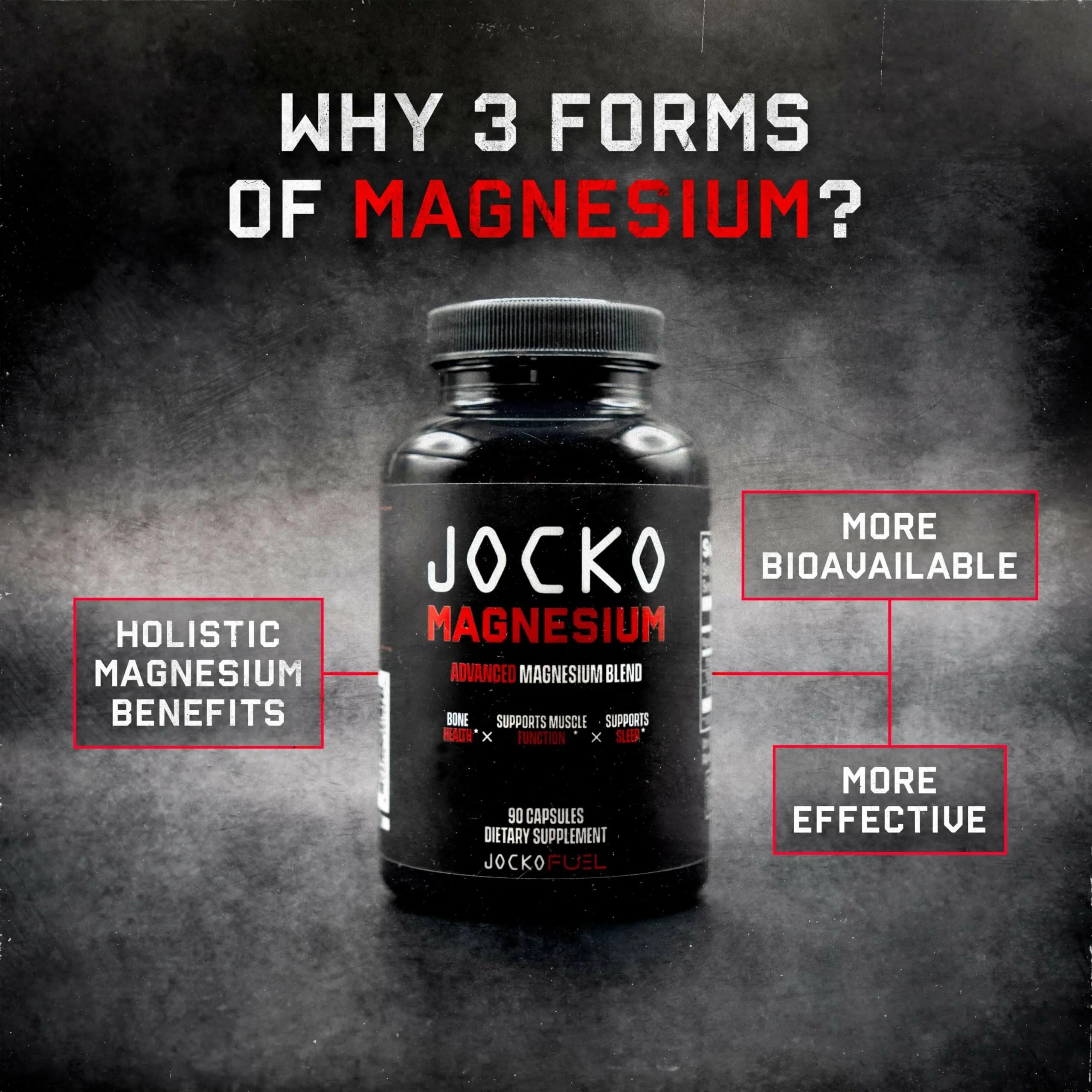 Jocko Fuel Magnesium Complex Supplement - Magnesium Glycinate, Citrate, & Taurate Capsules Dietary Supplement for Muscle Recovery & Relaxation, Heart, Nerve, Bone Support, & Sleep 30-Day Supply Jocko Fuelnz supplements