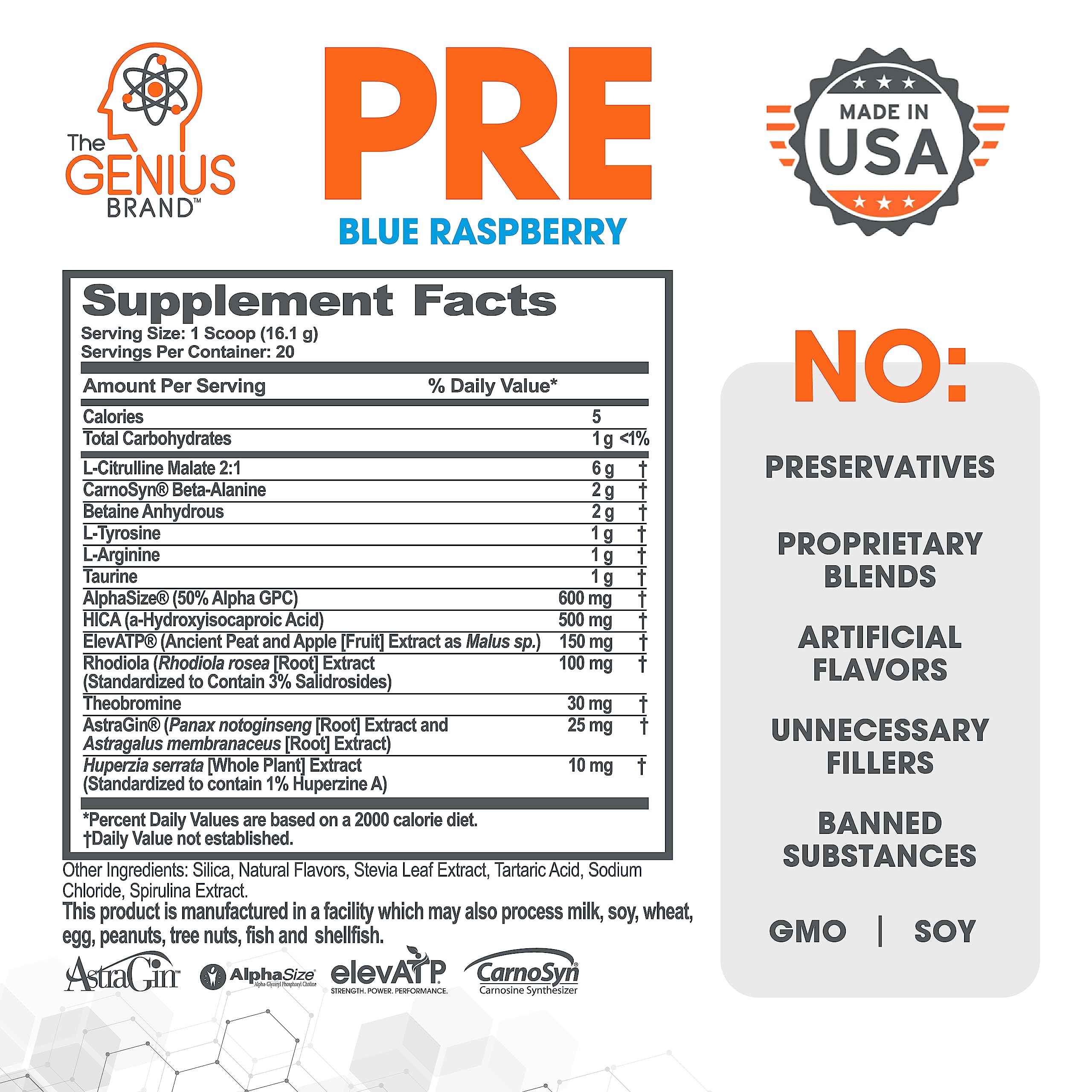 Genius Pre Workout Powder, Blue Razz, and Genius Micronized Creatine Monohydrate The Genius BrandAu supplements