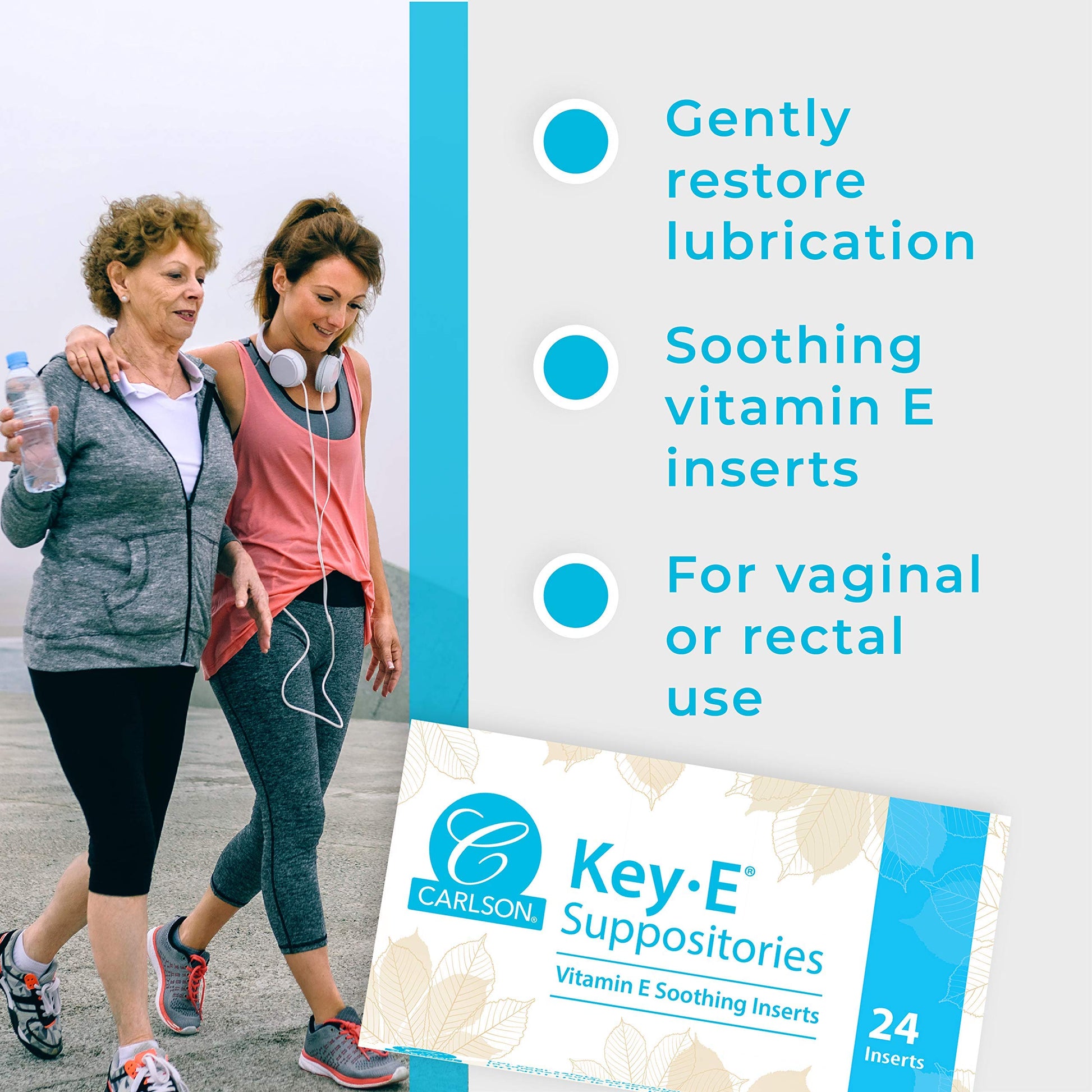 Carlson Labs Key-E Suppositories Vitamin E Soothing Inserts (2 Packages of 24 Inserts, 48Count) CarlsonAu supplements