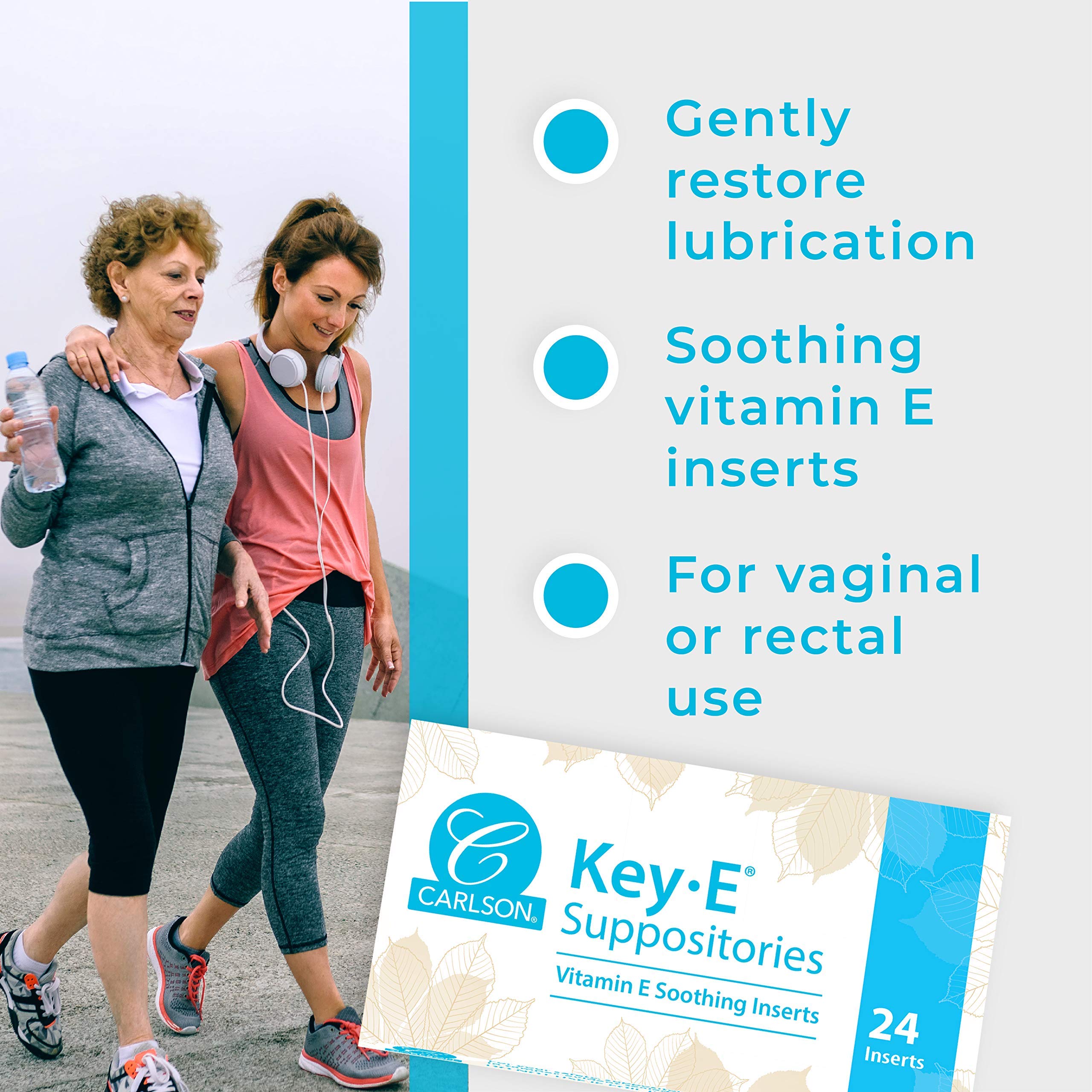 Carlson Labs Key-E Suppositories Vitamin E Soothing Inserts (2 Packages of 24 Inserts, 48Count) CarlsonAu supplements
