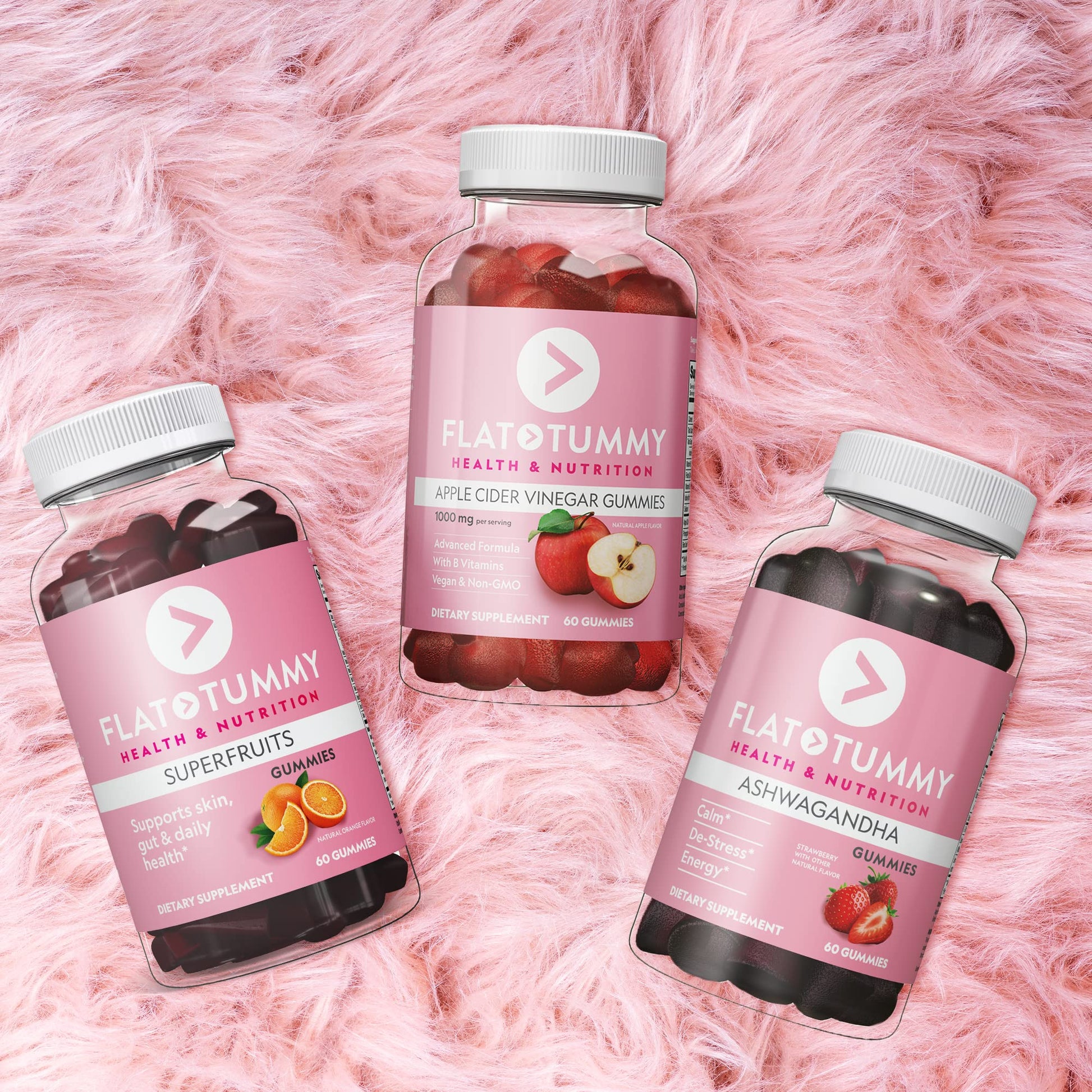 Flat Tummy Gummies Bundle with Apple Cider Vinegar Gummies, Superfruits Gummies Flat Tummy TeaUS supplements