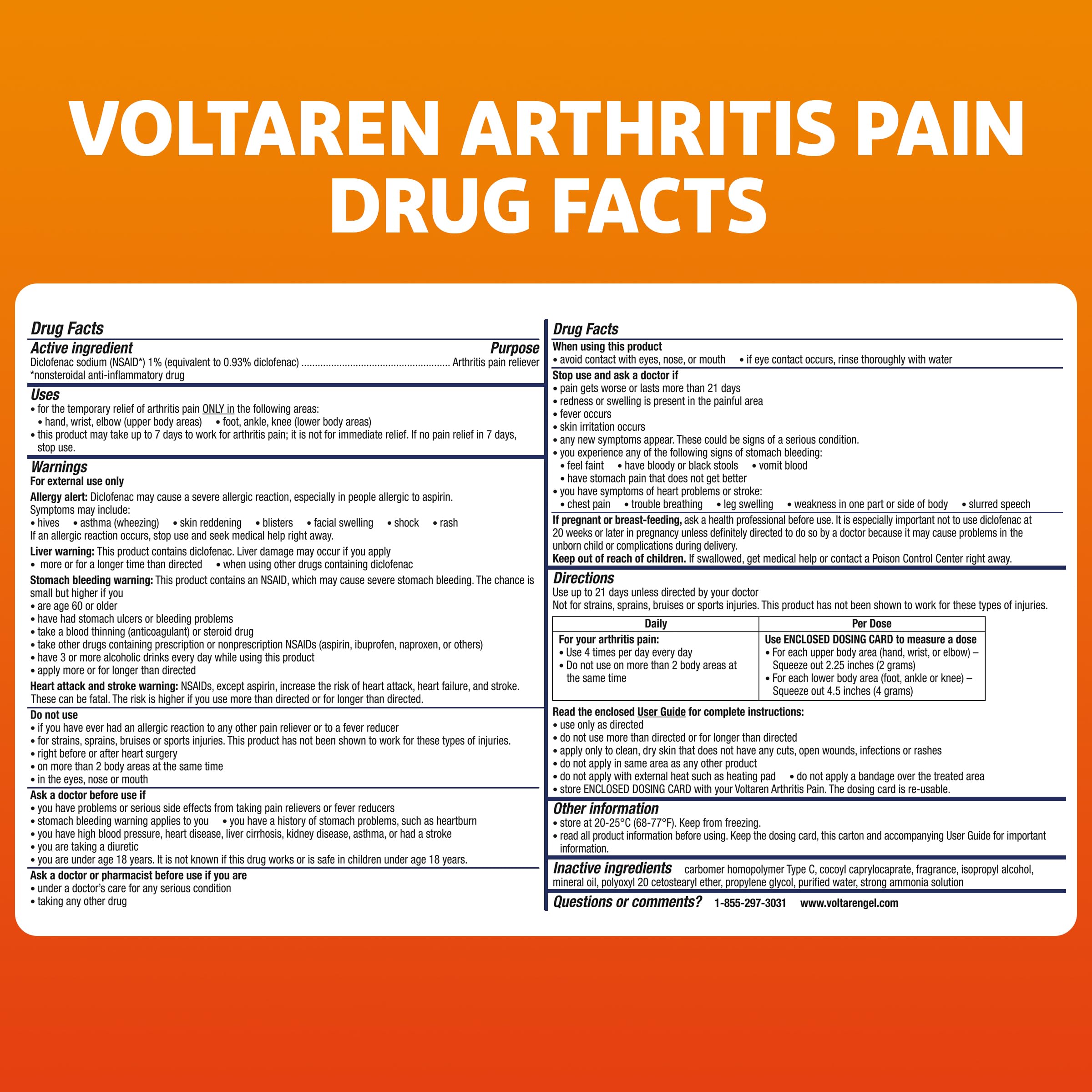 Voltaren Arthritis Pain Relief Gel, Diclofenac Sodium, 1% (NSAID), Clinically Proven Powerful Pain Reliever with Easy Open Flip Top Cap, No Prescription Needed, 5.3oz VoltarenAu supplements