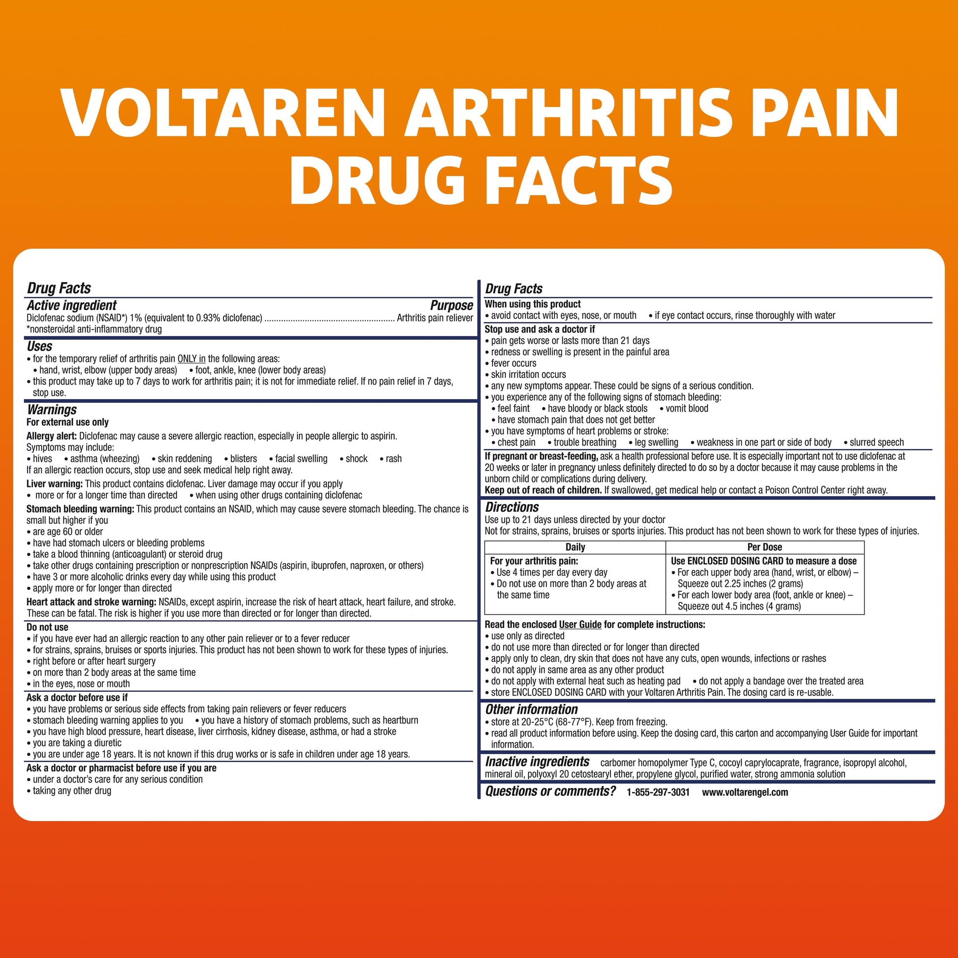 Voltaren Arthritis Pain Gel for Powerful Topical Arthritis Pain Relief with Diclofenac - NEW Easy Open Cap - 100 g x 2 VoltarenAu supplements