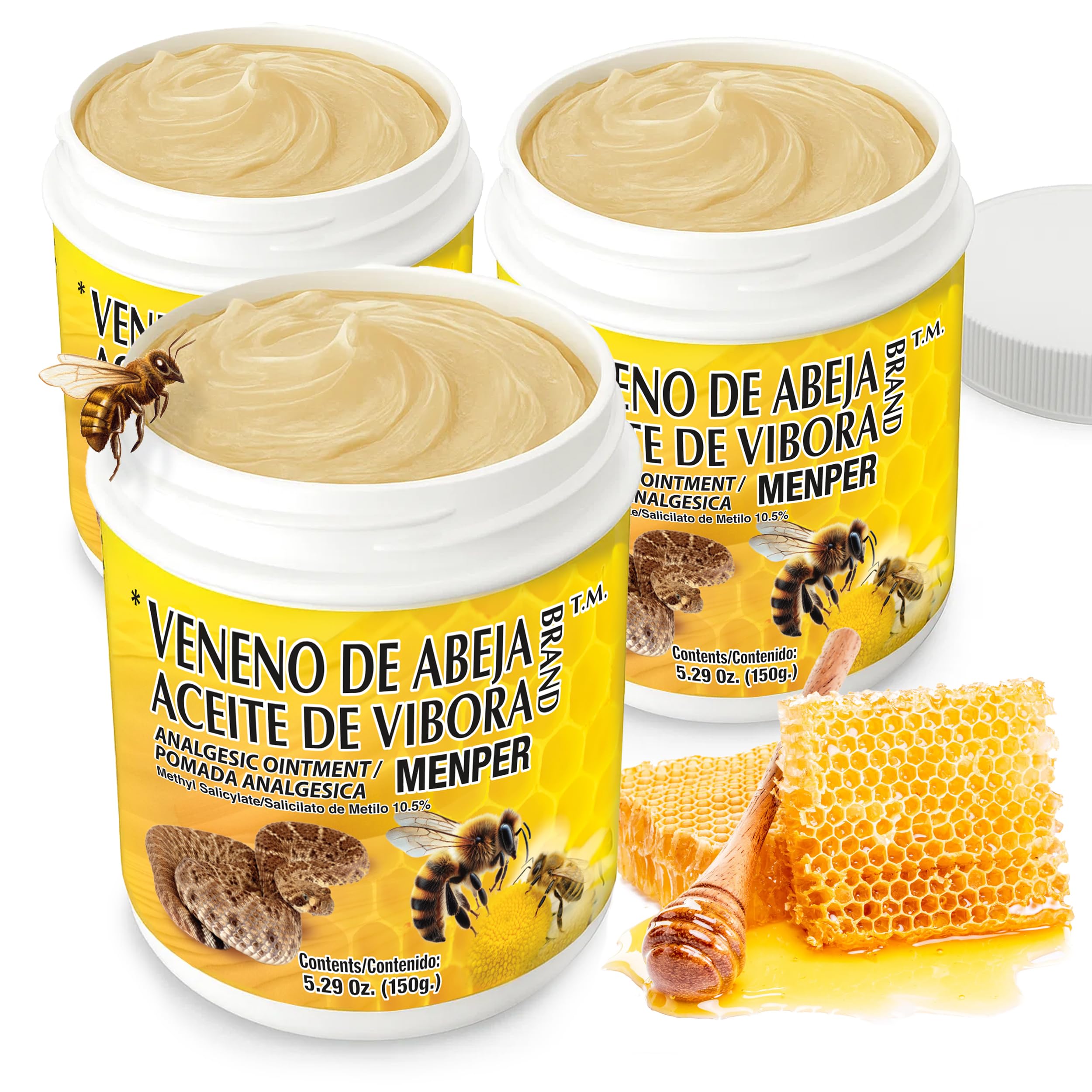 Veneno de Abeja Soothing Ointment – Topical Comfort Cream for Muscle Tension, Joint Discomfort & Everyday Aches – Fast Acting Relief – 18.5 Oz | 3-Pack MenperAu supplements