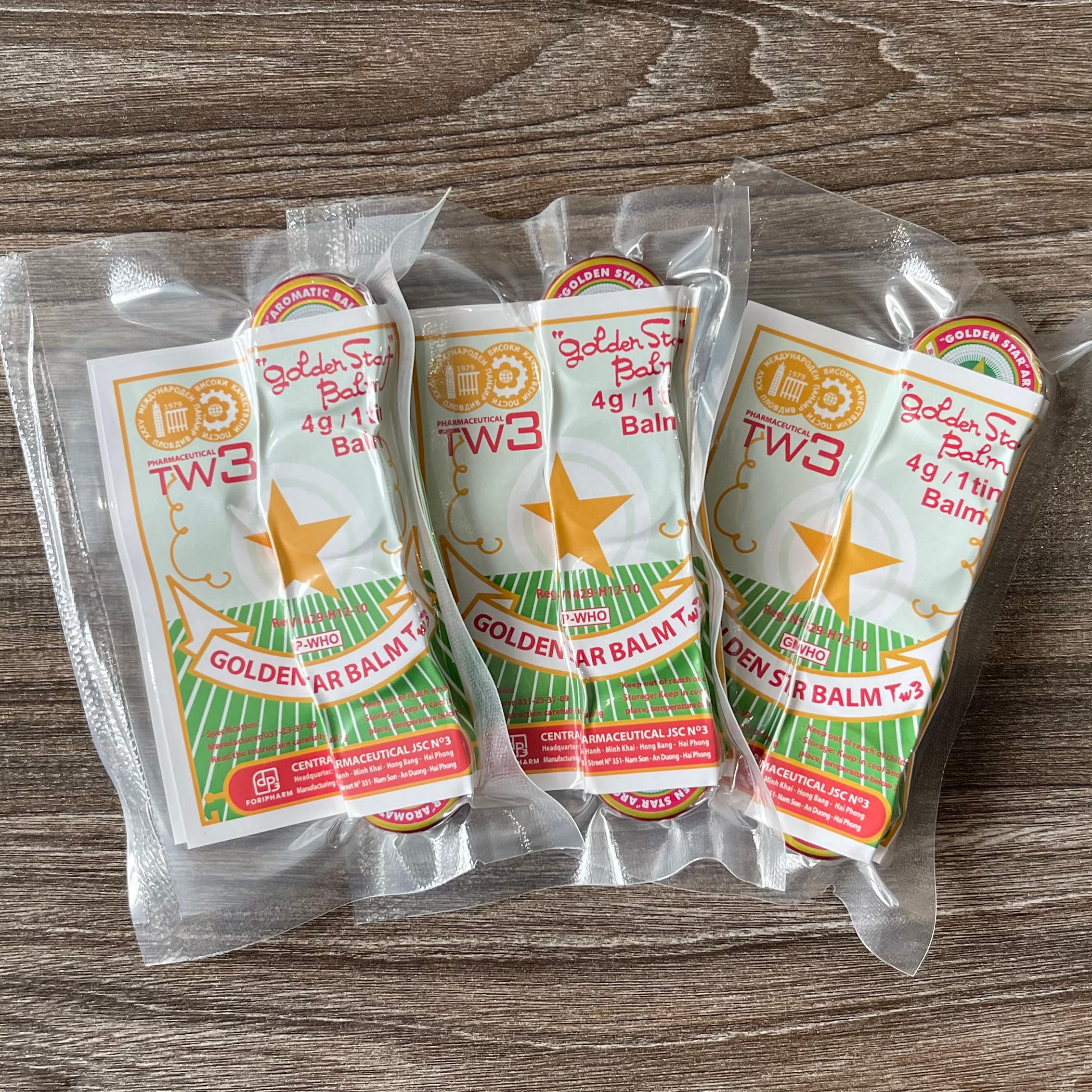 Golden Star Aromatic Balm (Pack of 8) - Authentic Vietnamese Cao Sao Vang - Support Fast Relief for Headaches, Muscle Pain, Colds, & Insect Bites - Natural Essential Oils - Travel Size 4g Tins Pharmaceutical TW3Au supplements