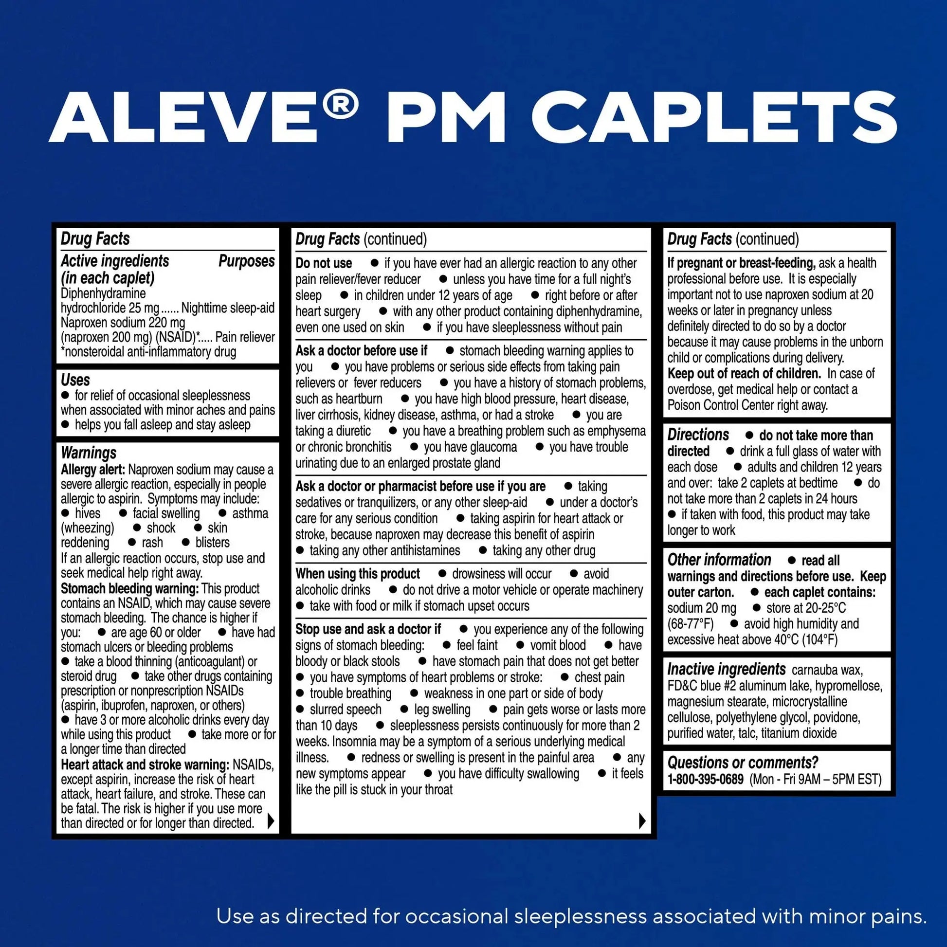Aleve PM Sleep Aid Plus Pain Reliever Caplets, Naproxen Sodium & Diphenhydramine HCl, Nighttime, 120 Count AleveAu supplements