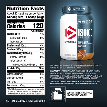 Dymatize ISO100 Whey Protein Powder with 25g of Hydrolyzed 100% Whey Isolate DymatizeUS supplements