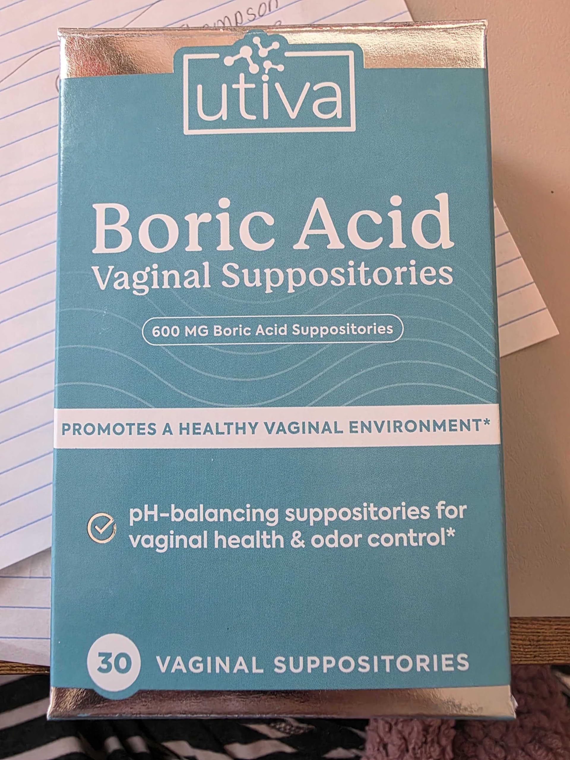 Szio+ Utiva Boric Acid Suppositories for Women - pH Balance - Feminine Care - 600mg Boric Acid to Lower pH and Support Vaginal Health, BV Treatment for Women, 30 Vaginal Suppositories Szio+US supplements