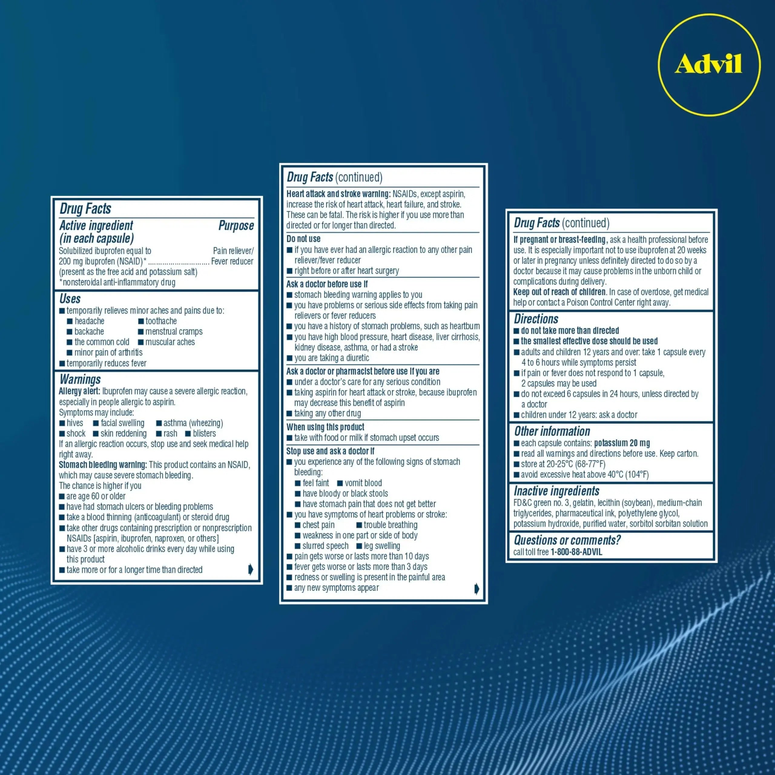Advil Liqui-Gels Pain Reliever and Fever Reducer, Pain Medicine for Adults with Ibuprofen 200mg for Headache, Backache, Menstrual Pain and Joint Pain Relief - 160 Liquid Filled Capsules AdvilAu supplements