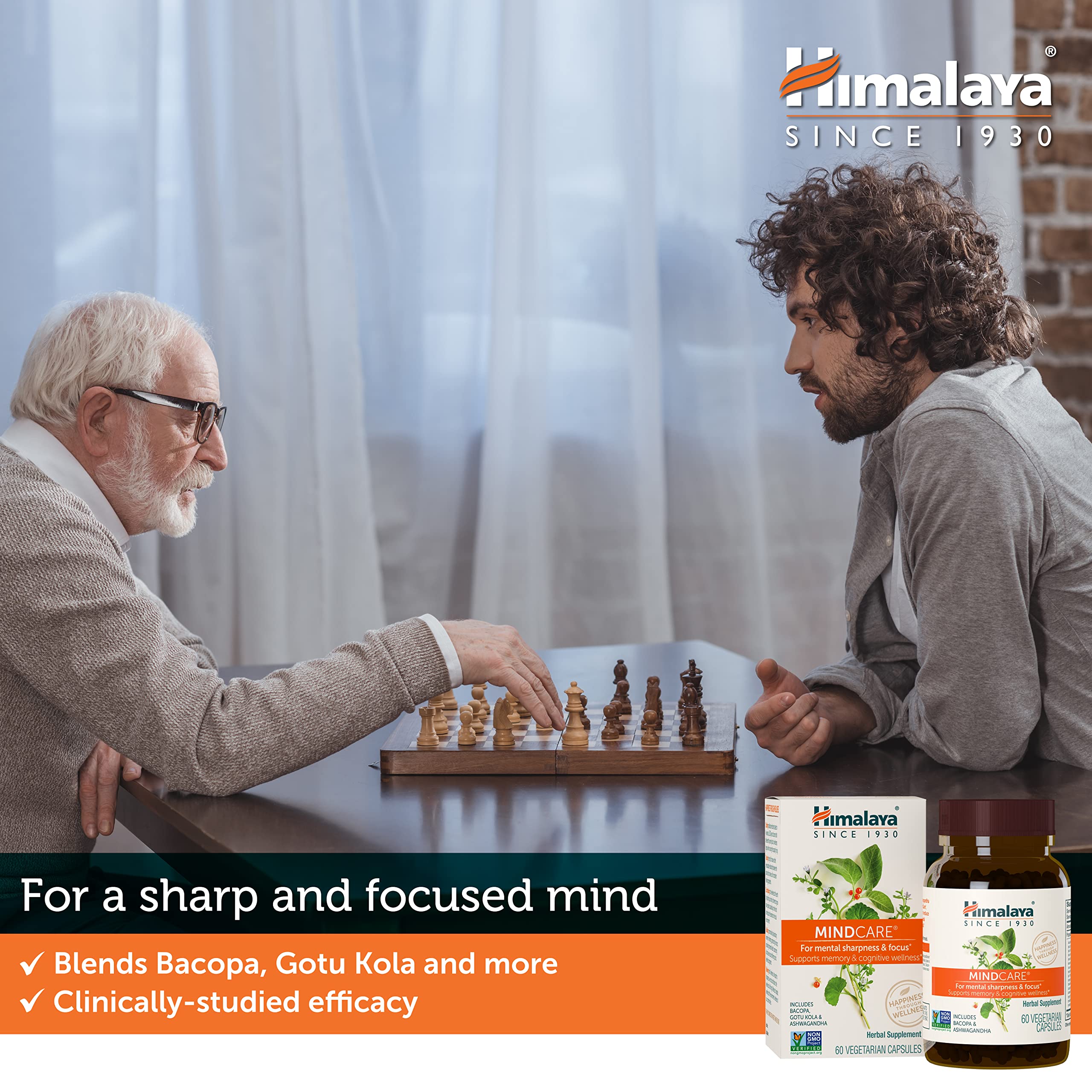 Himalaya MindCare, Nootropic Brain Supplement Booster for Mental Sharpness, Focus, Memory, and Cognitive Wellness, 1170 mg, 120 Capsules, 1 Month Supply HimalayaAu supplements