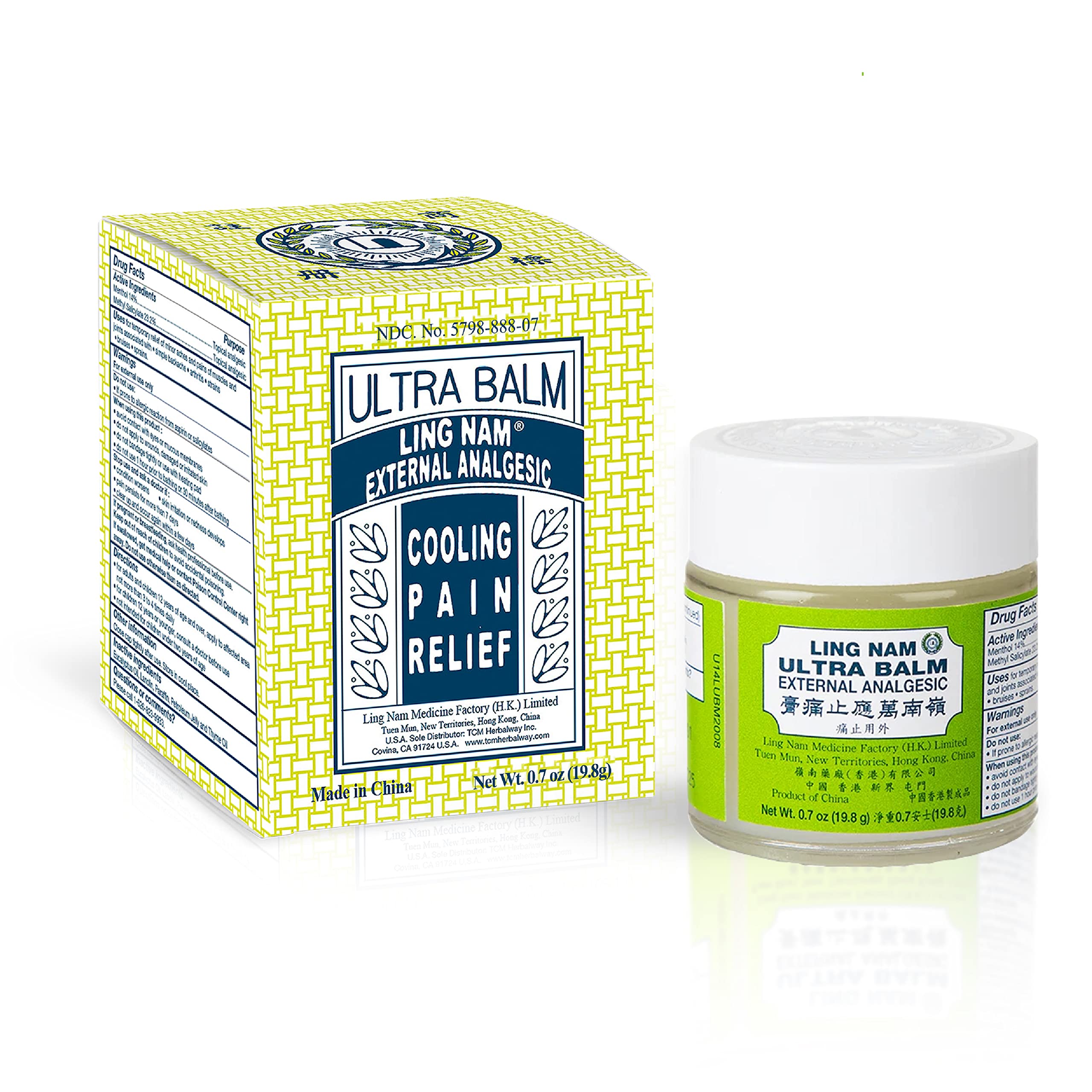 Ling Nam Ultra Balm External Analgesic, for Cooling Pain Relief Simple Backache Arthritis Strains Bruises Sprain, Muscle Pain, Muscle Soreness,0.7oz/19.8g Ling NamAu supplements