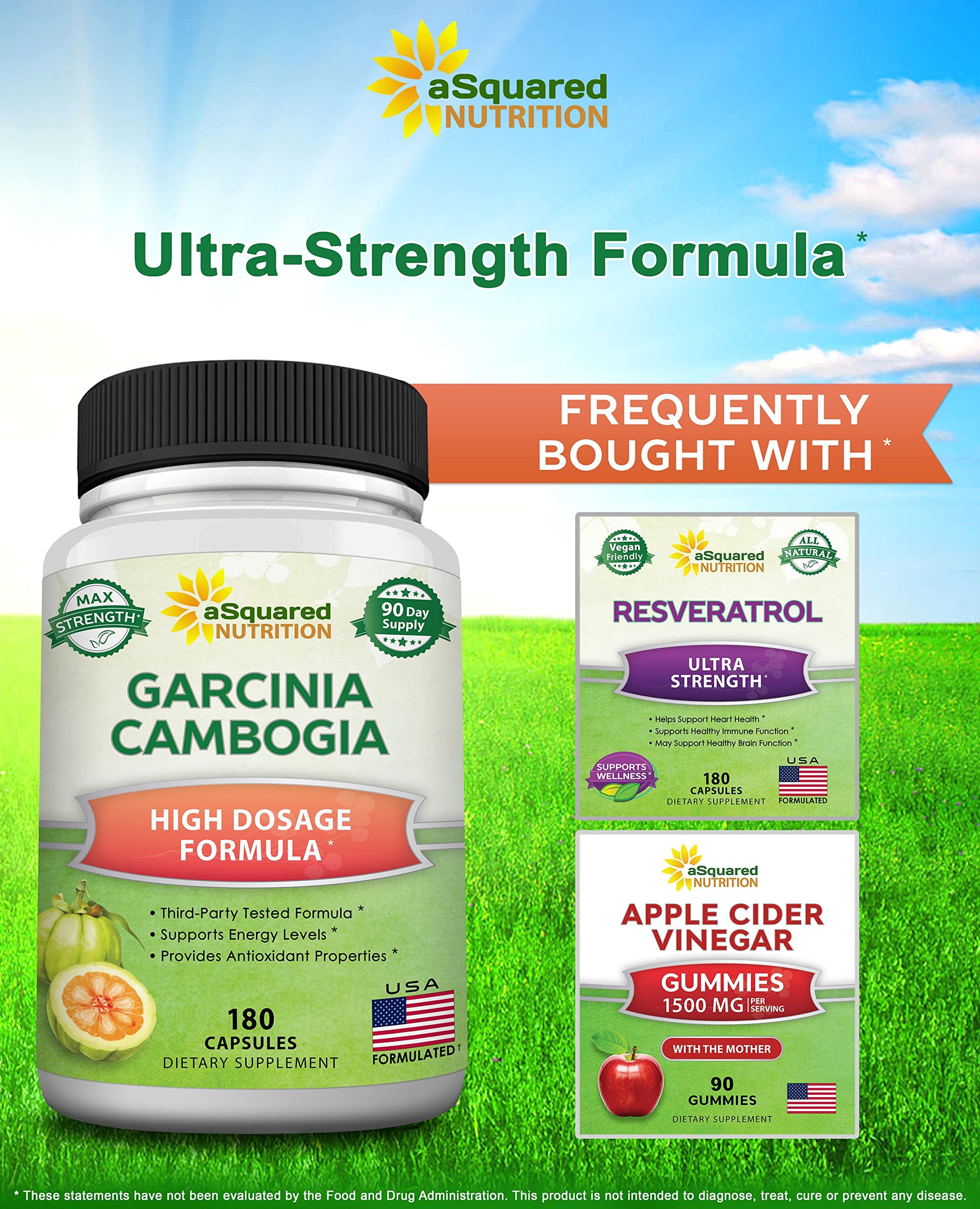 aSquared Nutrition Garcinia Cambogia 1600mg-180 Capsules-Natural Pure Extract Pills aSquared NutritionAu supplements