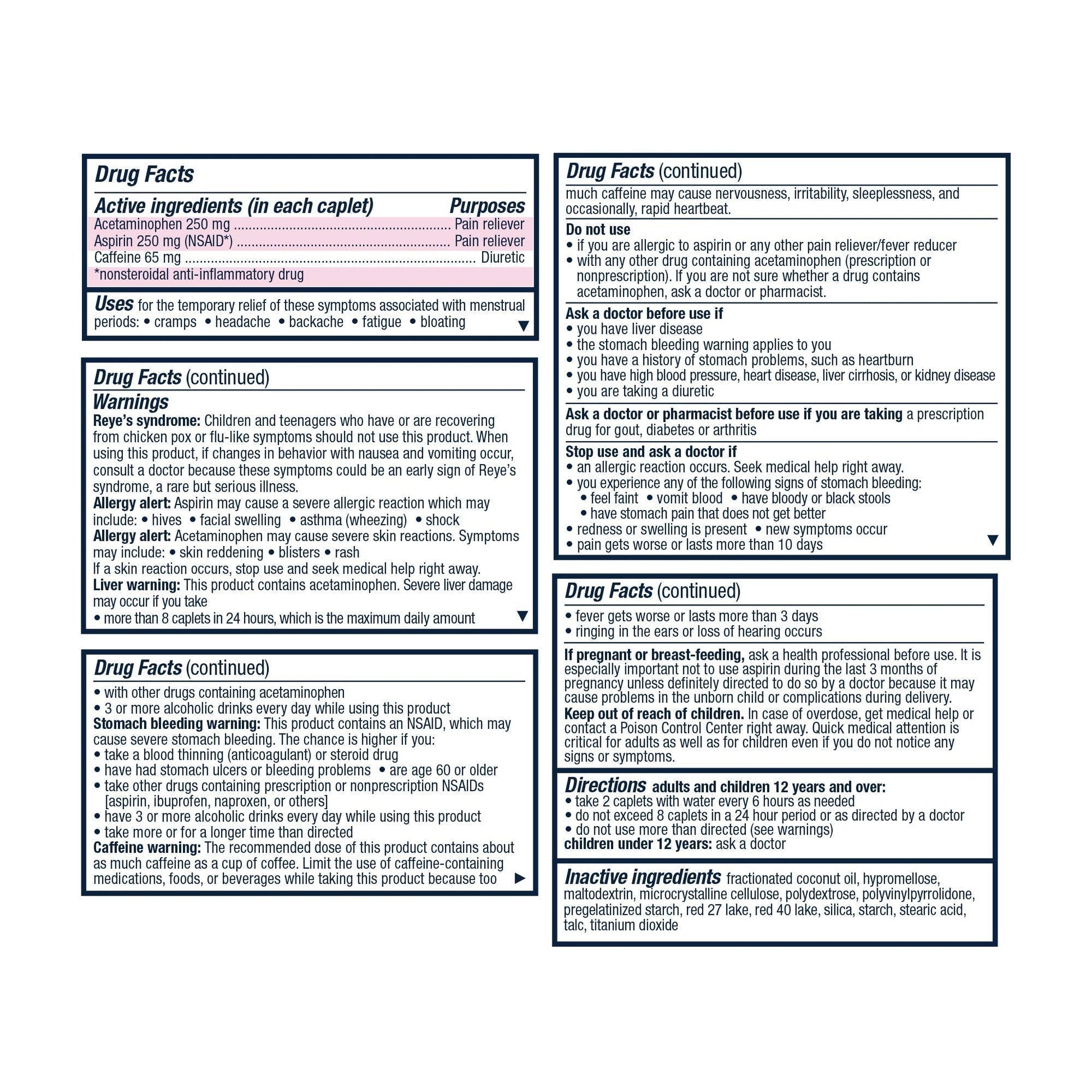 Pamprin Maximum Strength Max Formula, with Acetaminophen, Menstrual Period Symptoms Relief PamprinAu supplements