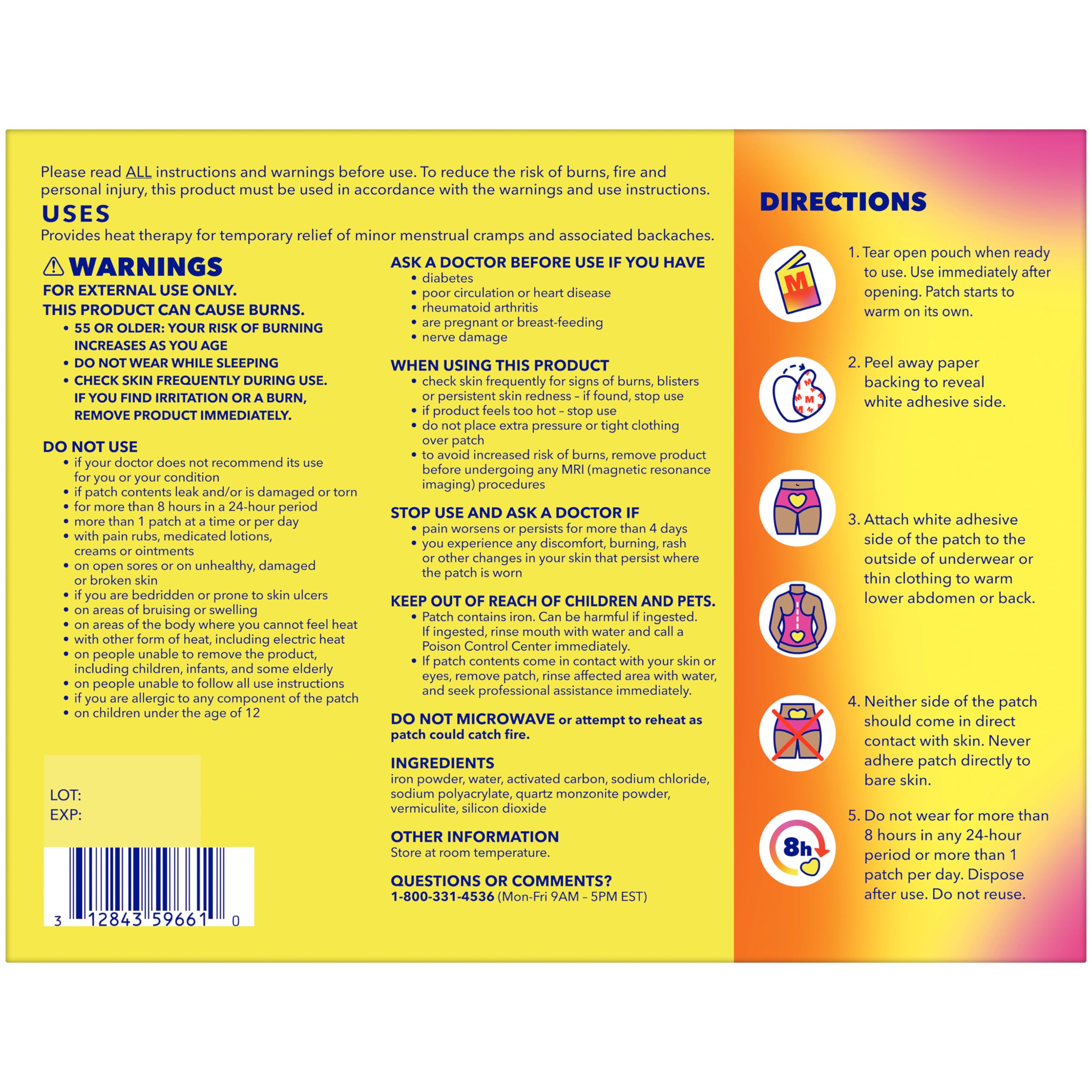 Midol Heat Vibes Menstrual Pain Relief Heat Patches - 6 Count Pack for Period Cramps and Backache MidolAu supplements