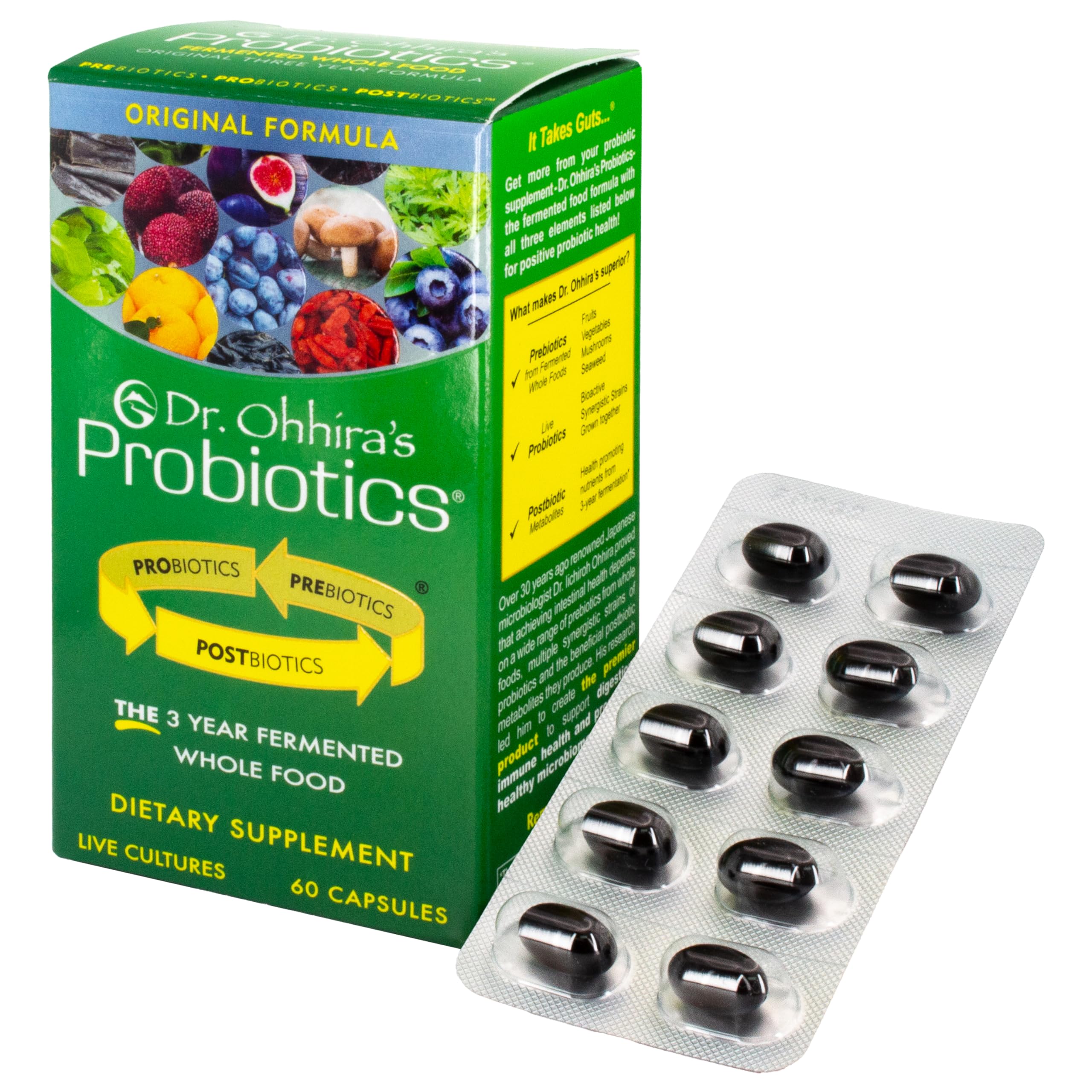 Essential Formulas Dr. Ohhira’s Probiotics Original Formula with 3 Year Fermented Prebiotics, Live Active Probiotics and The only Product with Postbiotic Metabolites, 60 Capsules Essential FormulasAu supplements
