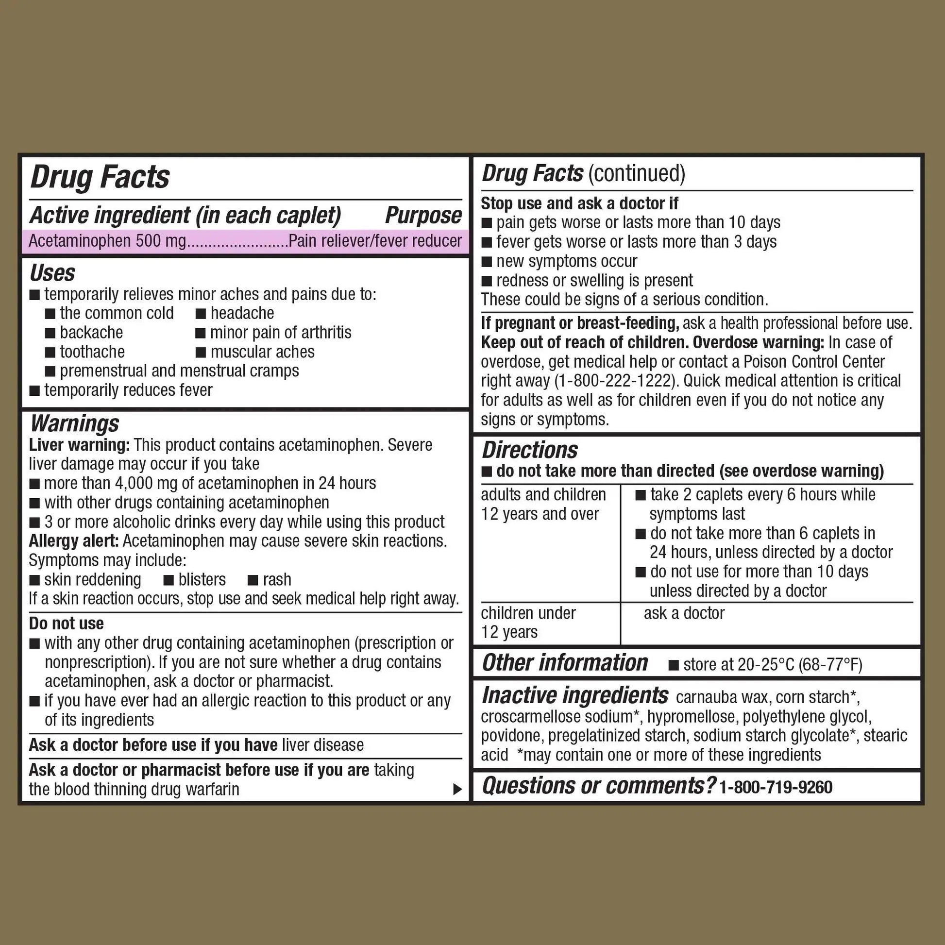 GoodSense Extra Strength Acetaminophen Caplets 500 mg, Pain Reliever and Fever Reducer, Easy Open Cap, 100 Count GoodSenseAu supplements