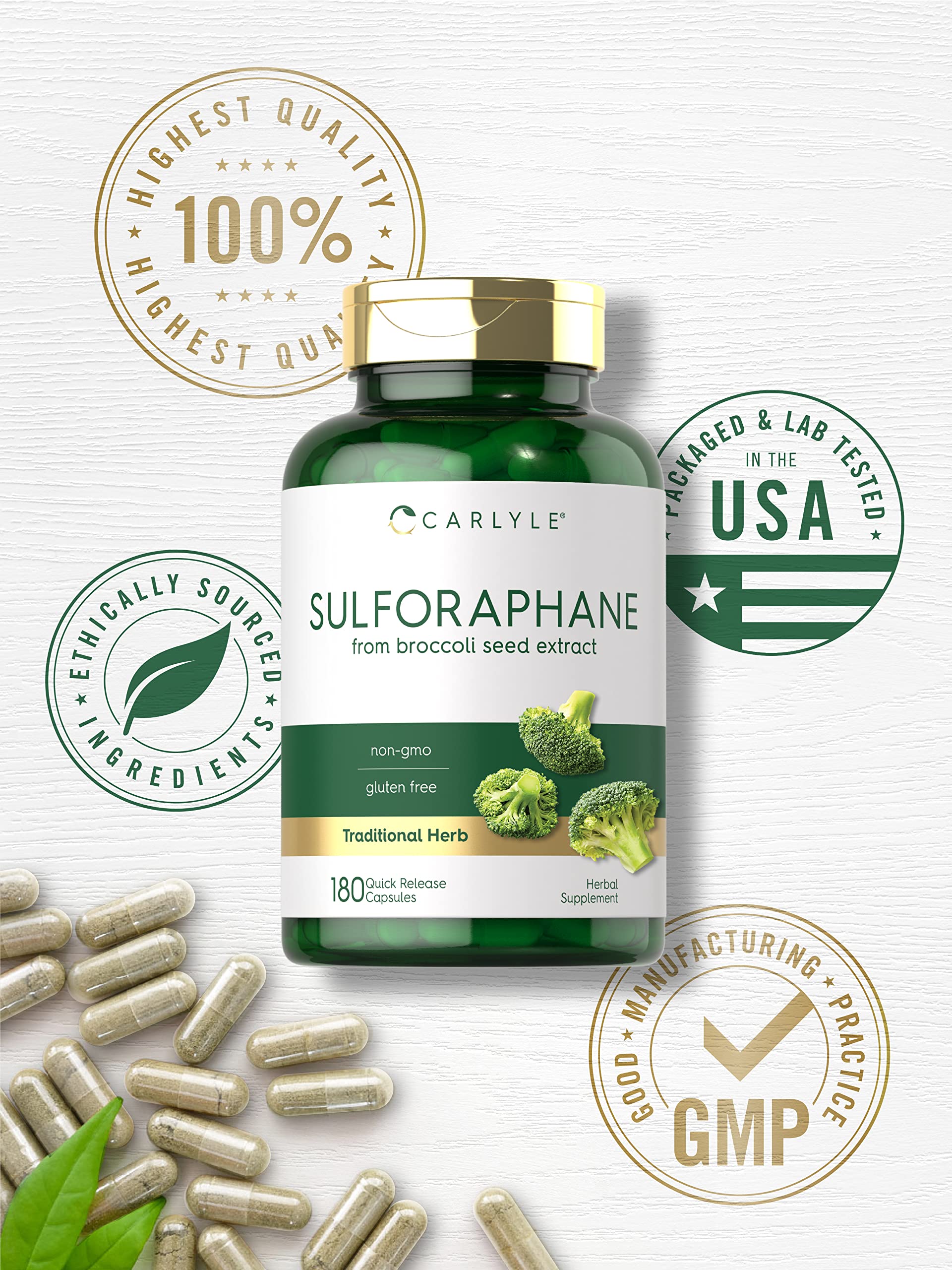 Carlyle Sulforaphane | from Broccoli Seed Extract | 180 Capsules | Traditional Herbal CarlyleUS supplements