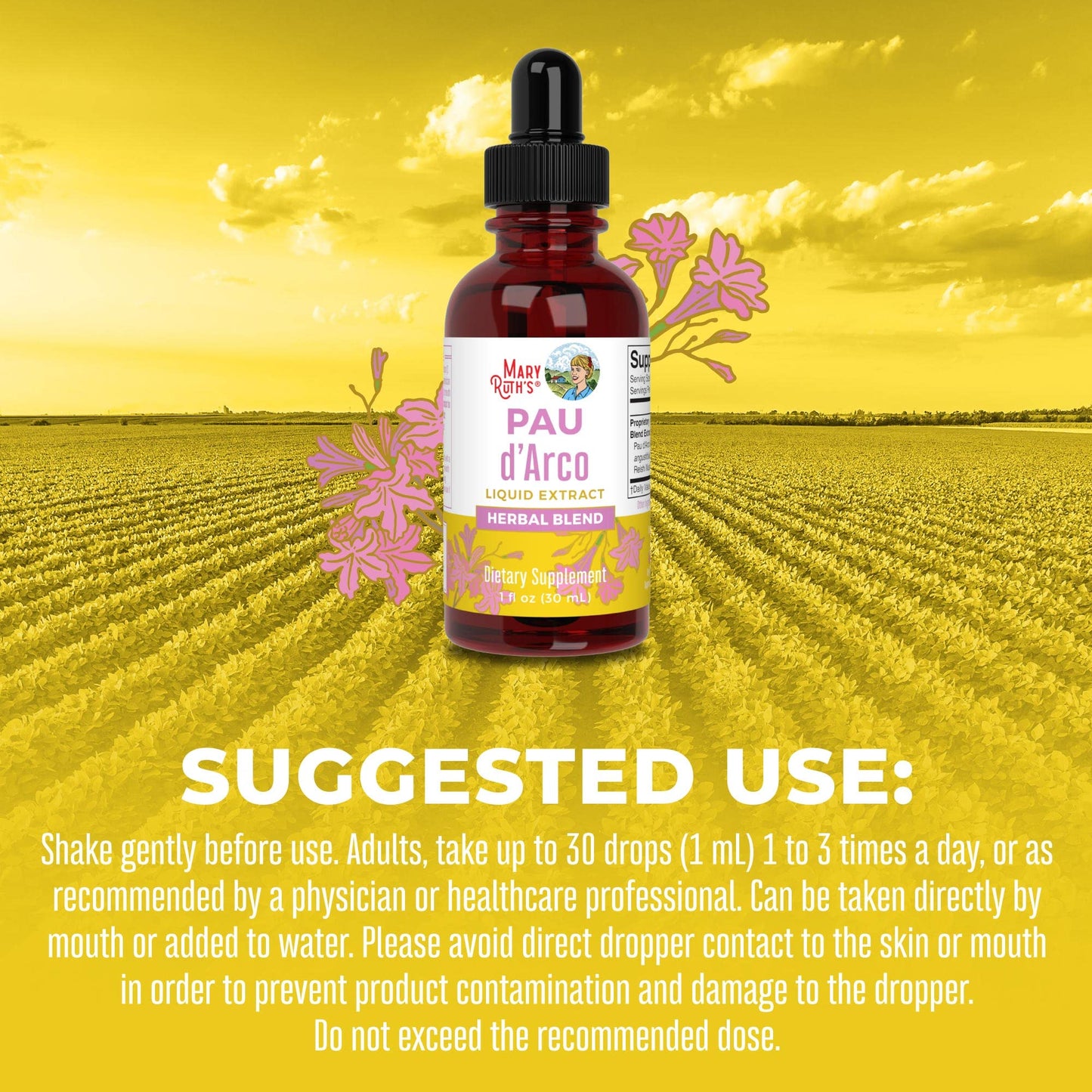 MaryRuth Organics PAU D'Arco Herbal Blend | Reishi Mushroom | Echinacea angustifolia Root | Usnea Lichen | Thyme Leaf | Vegan | Non-GMO Project Verified | Gluten Free | 30 Servings | 1 Fl Oz MARYRUTH'SUS supplements