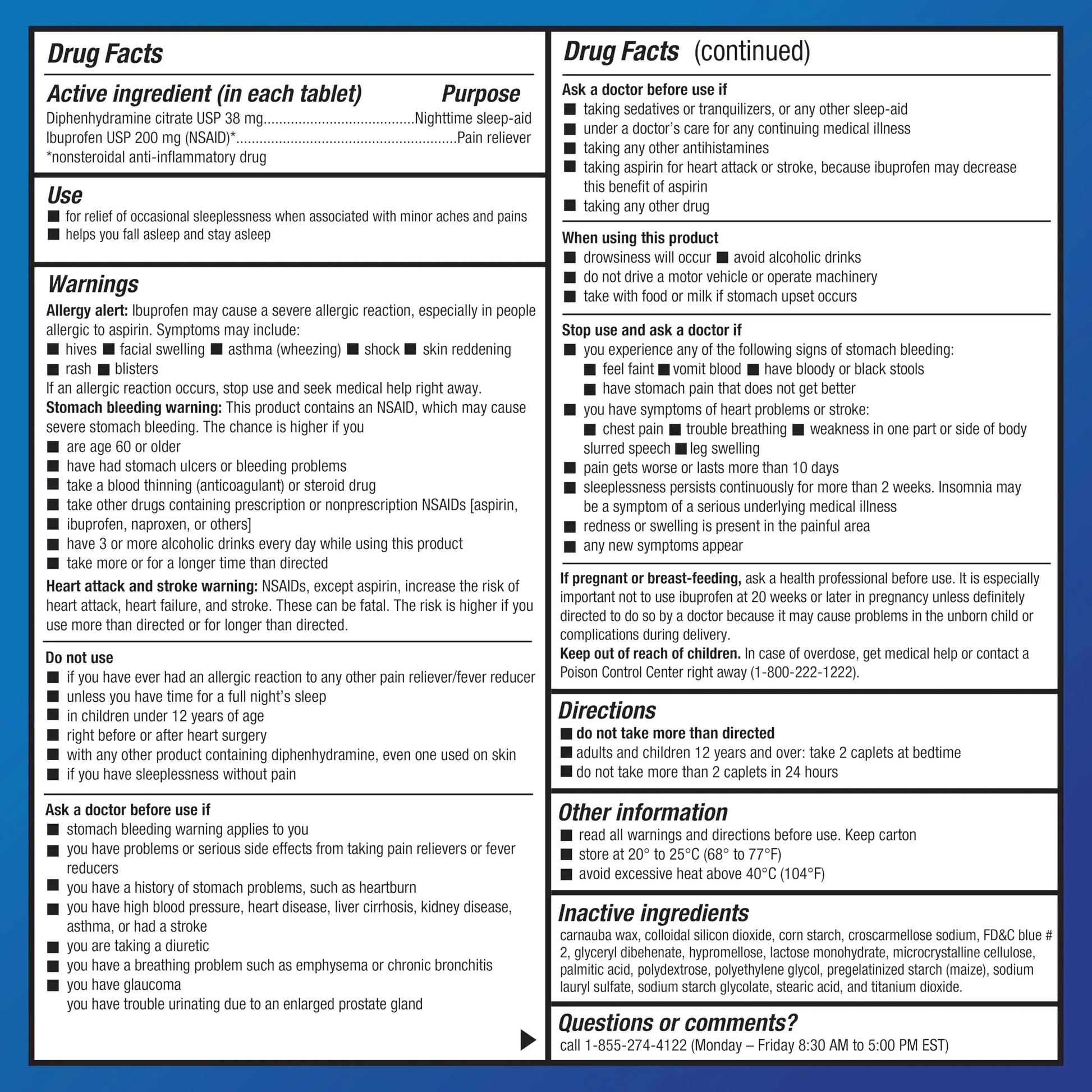 Amazon Basic Care Ibuprofen PM, Ibuprofen 200 mg and Diphenhydramine Citrate 38 mg, Pain Reliever and Nighttime Sleep-Aid, Capsule-Shaped Tablets, 120 Count Amazon Basic CareAu supplements