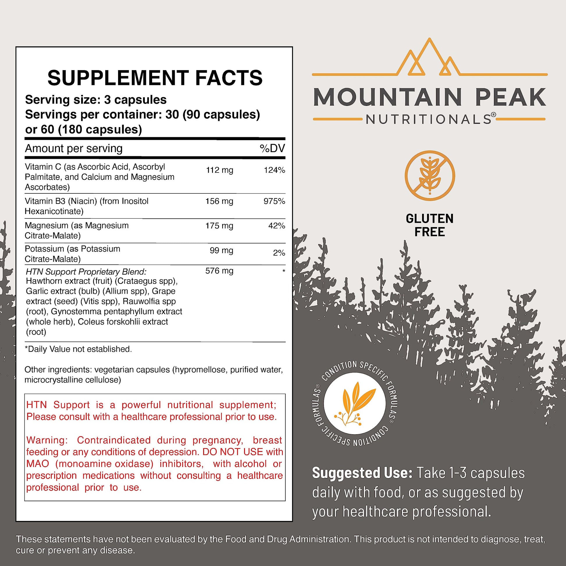 Mountain Peak Nutritionals HTN Blood Pressure Support Supplement for Heart & Circulation Health - Advanced Cardiovascular Formula with Rauwolfia, Hawthorn Berry, & Magnesium (180 Vegetarian Capsules) Mountain Peak NutritionalsAu supplements