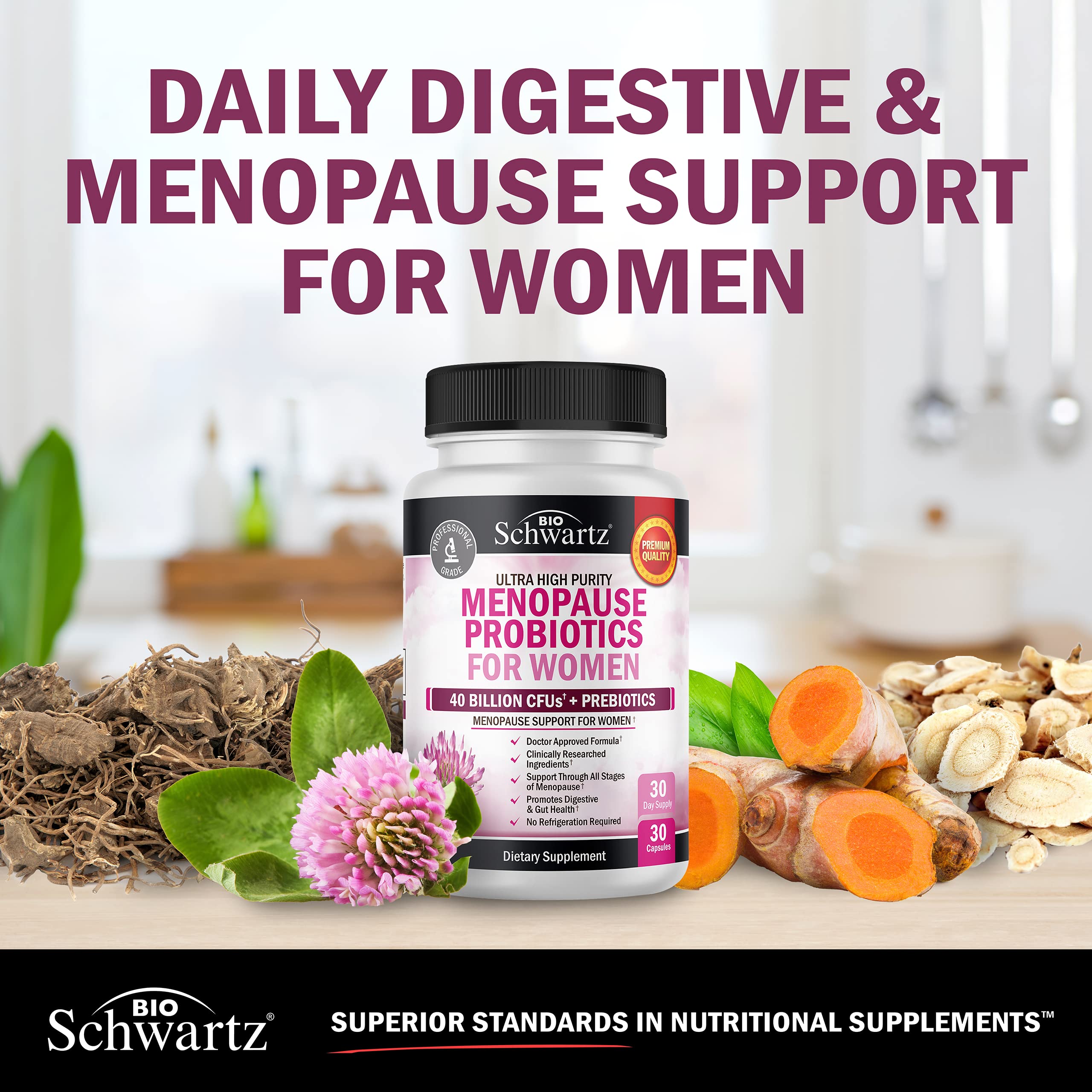 Menopause Support Probiotics for Women - Hot Flashes Night Sweats Mood Swings BioSchwartzAu supplements