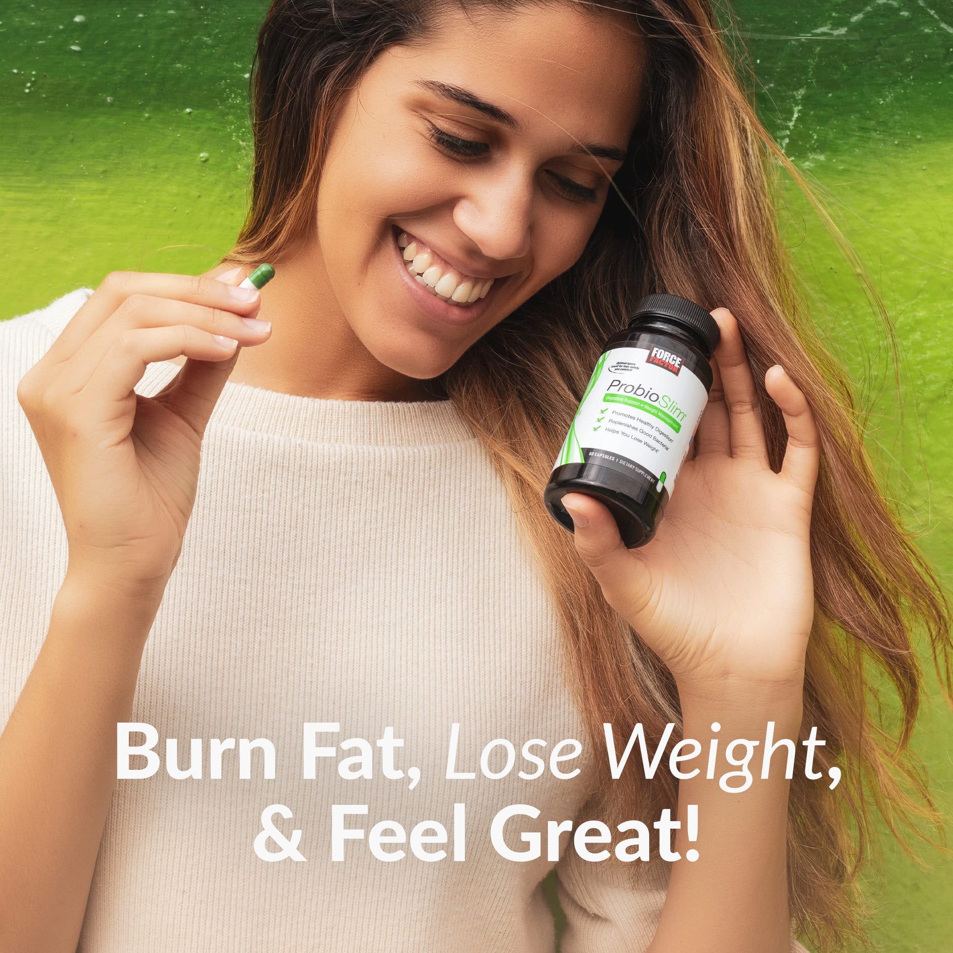 Force Factor ProbioSlim Probiotics for Women and Men, Probiotics for Digestive Health to Reduce Bloating, Gas, & Occasional Diarrhea, with Prebiotics, LactoSpore, & Green Tea for Energy, 60 Capsules ProbioSlimAu supplements