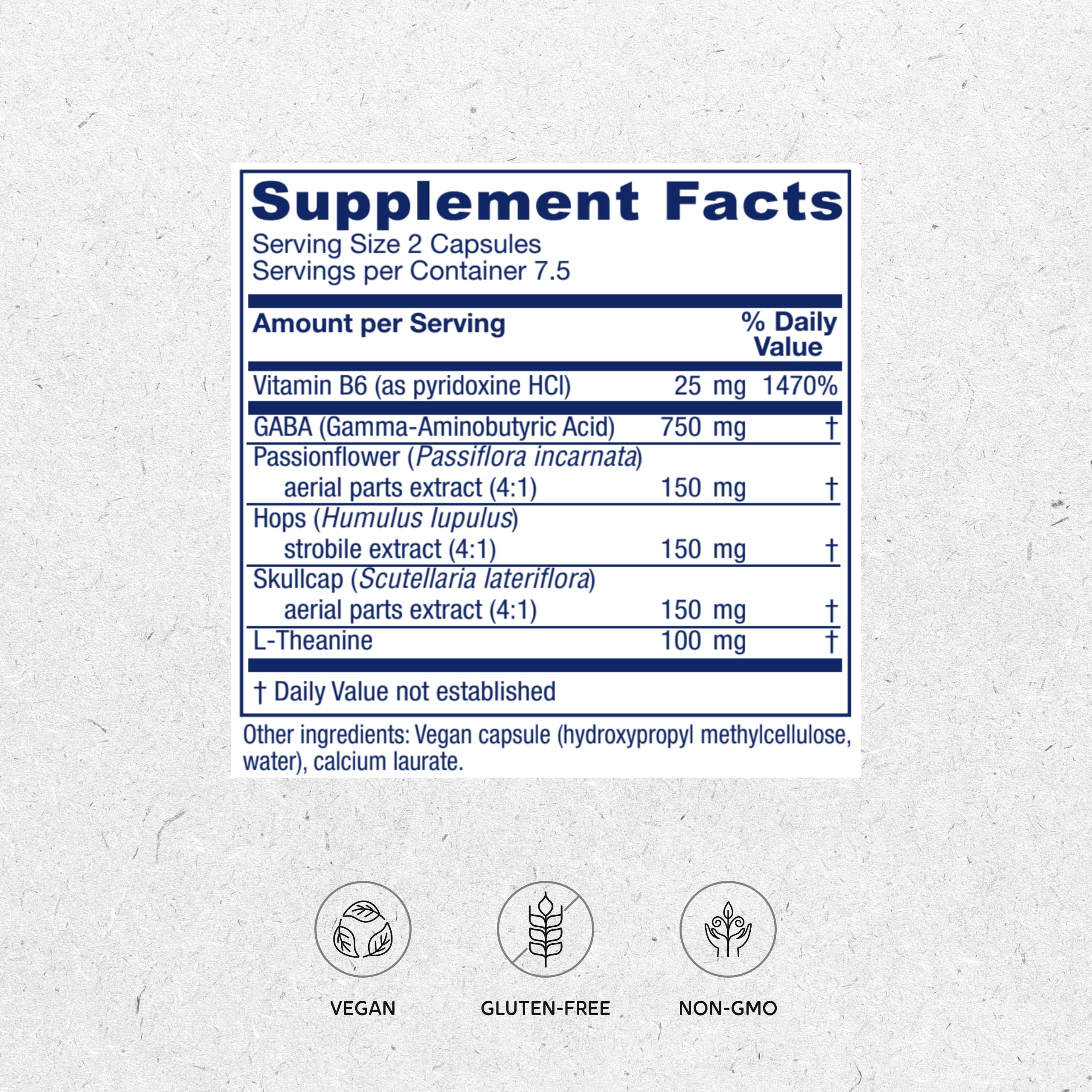 Vitanica GABA Ease - Relaxation Support Supplement with L-Theanine, GABA, & Vitamin B6 - Nervous System Support with Skullcap- Calm Support with Hops & Passion Flower - Vegan, Travel Size -15 Capsules VitanicaAu supplements