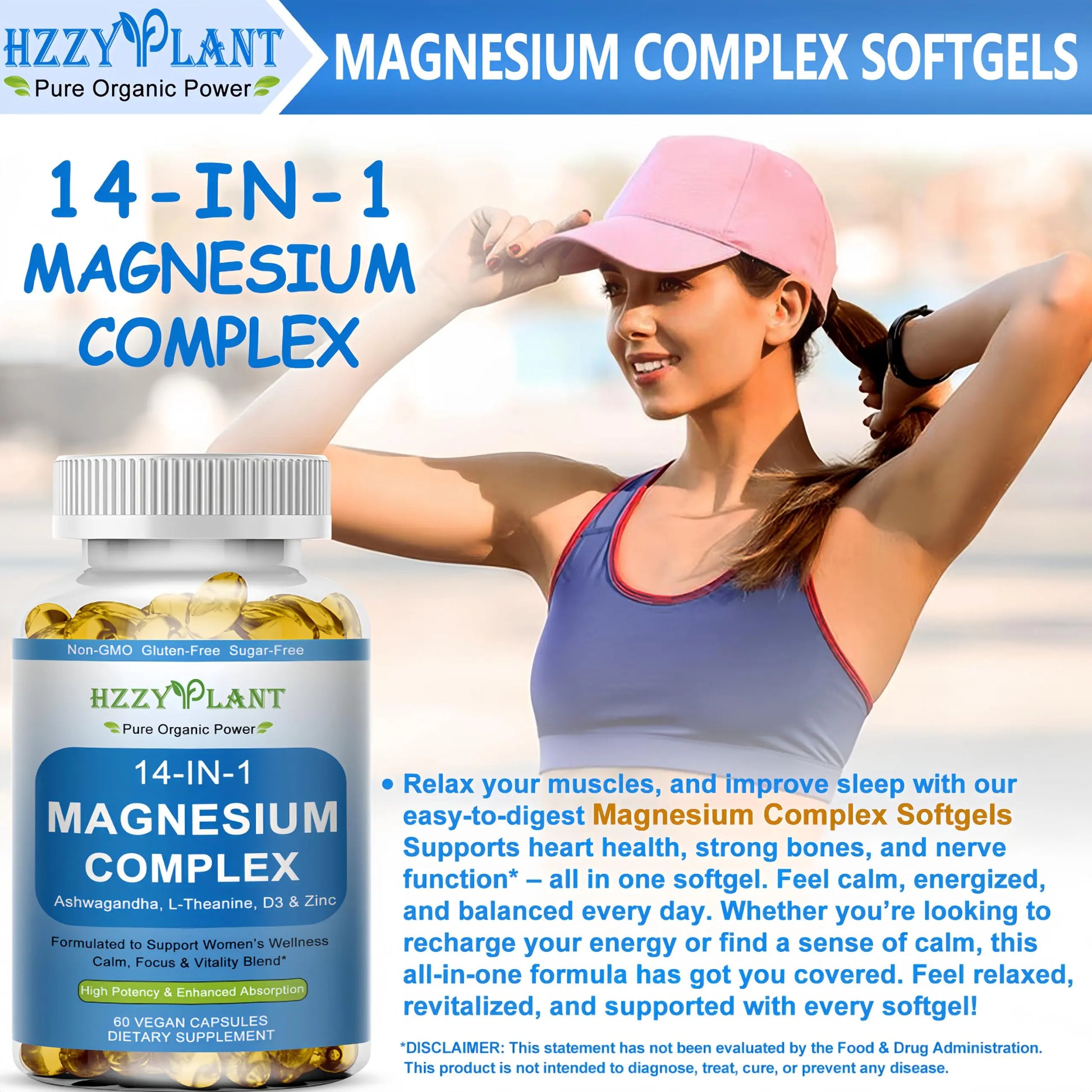 Magnesium Complex Softgels, High Absorption Magnesium Supplement with Glycinate, Citrate, Malate, Taurate, 14-in-1 Magnesium Complex for Women & Men for Muscle, Heart, Sleep Support, 2 Month Supply HZZYPLANTnz supplements