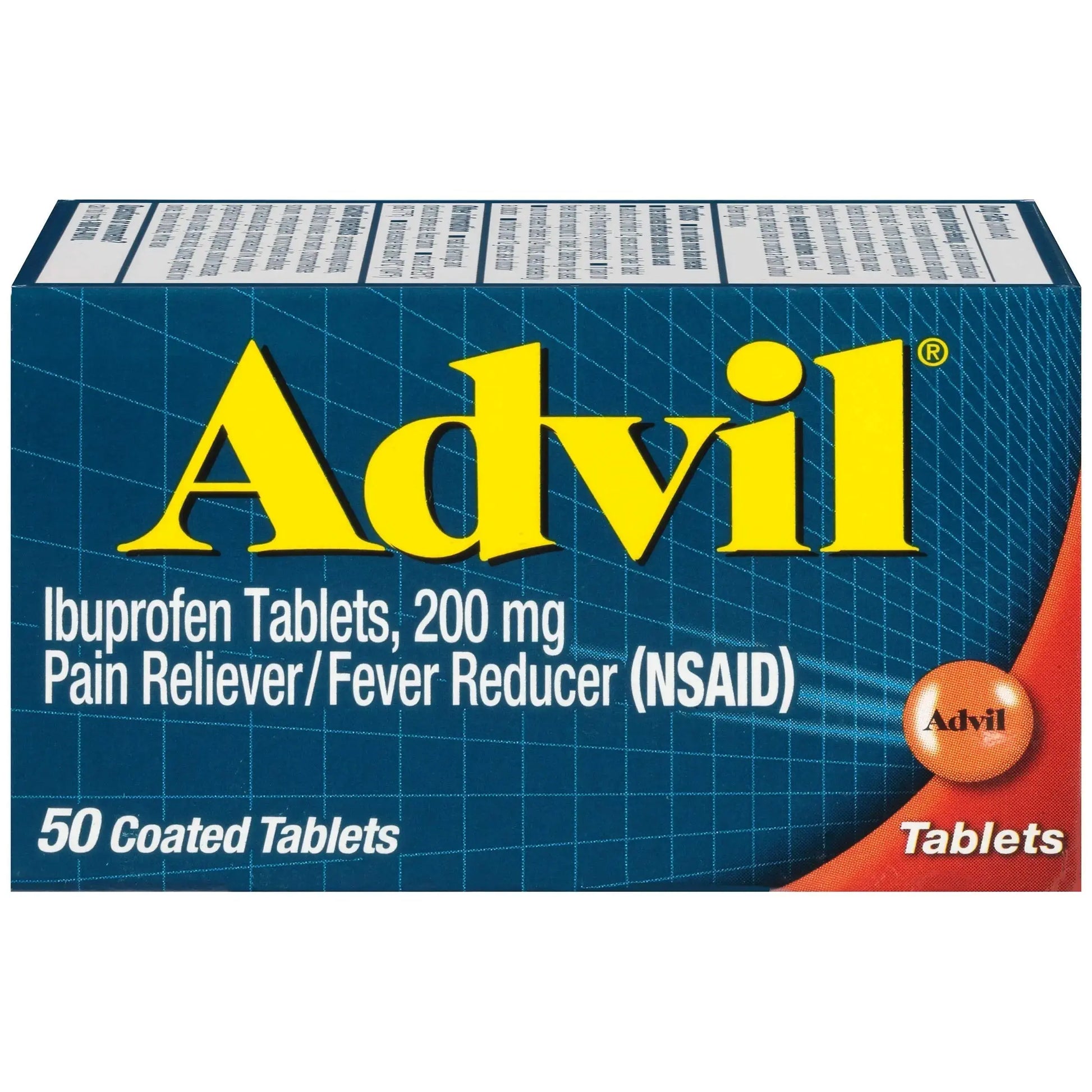 Advil Pain Reliever and Fever Reducer, Ibuprofen 200mg for Pain Relief - 50 Coated Tablets AdvilAu supplements