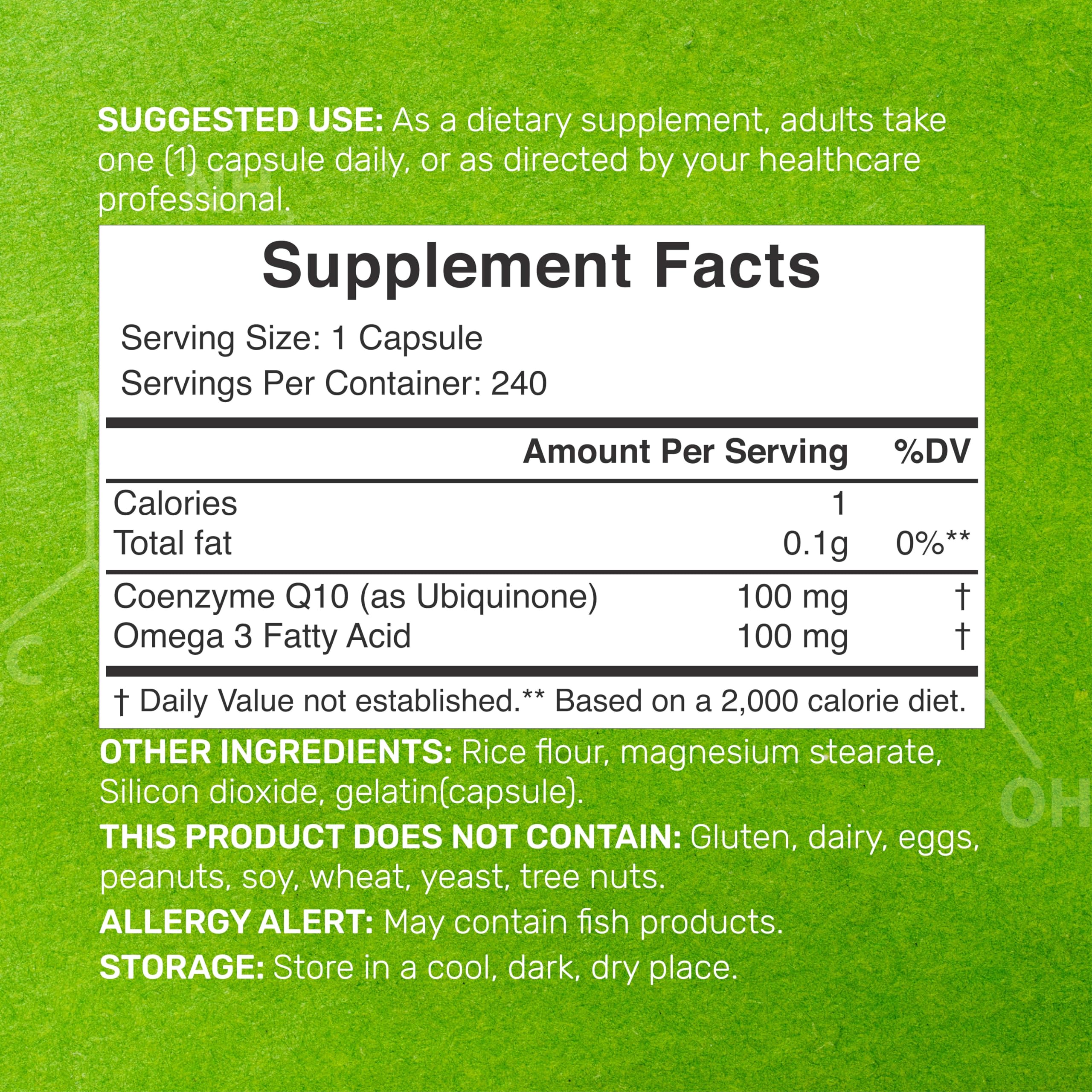 CoQ10 100mg, 240 Capsules – with Omega 3 Fatty Acid 100mg – Bioavailable Coenzyme DEAL SUPPLEMENTUS supplements