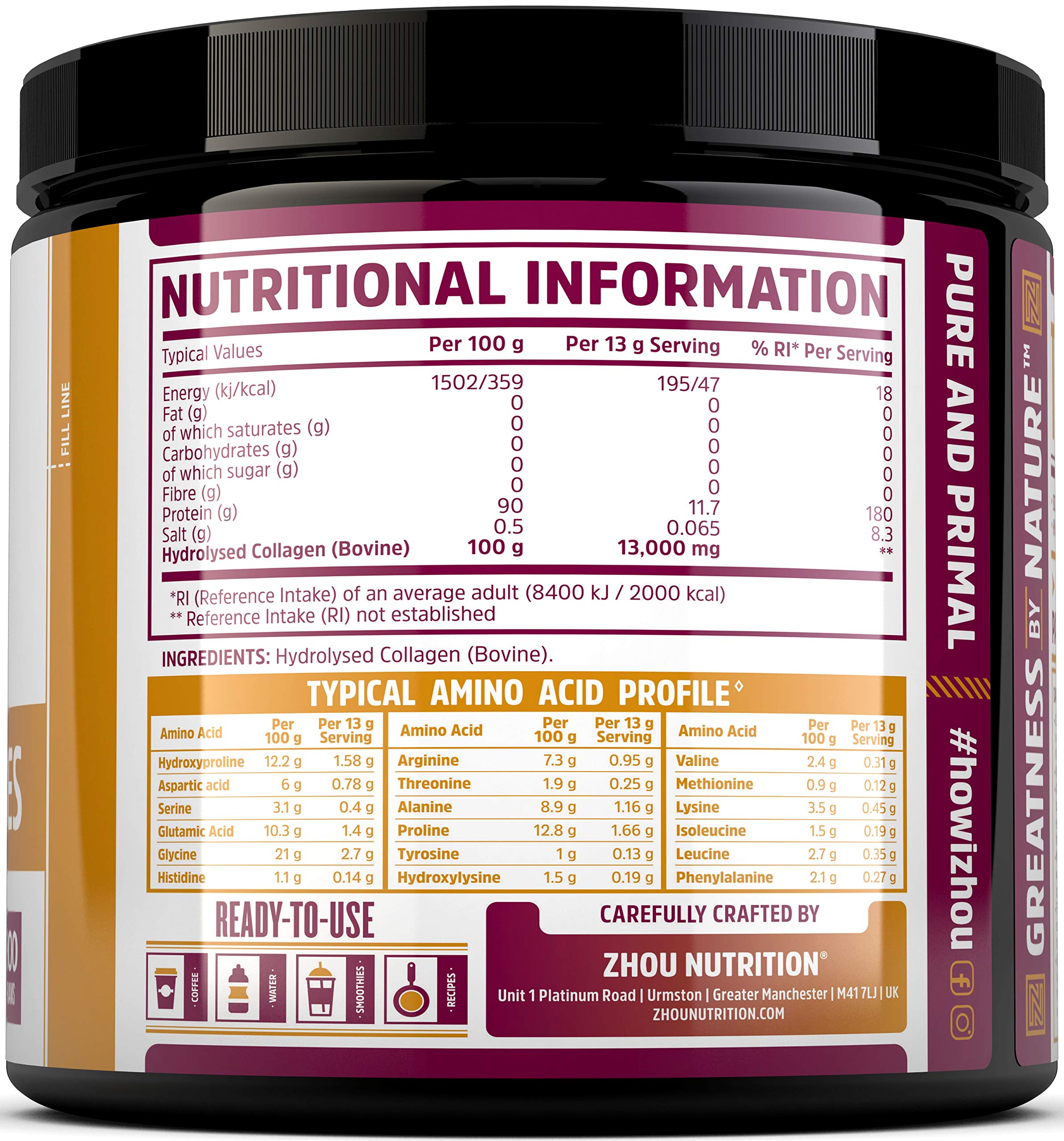 Collagen Powder 500g - Hydrolysed Collagen Peptides Powder - High Protein Bovine Collagen Supplement Nu U NutritionAu supplements