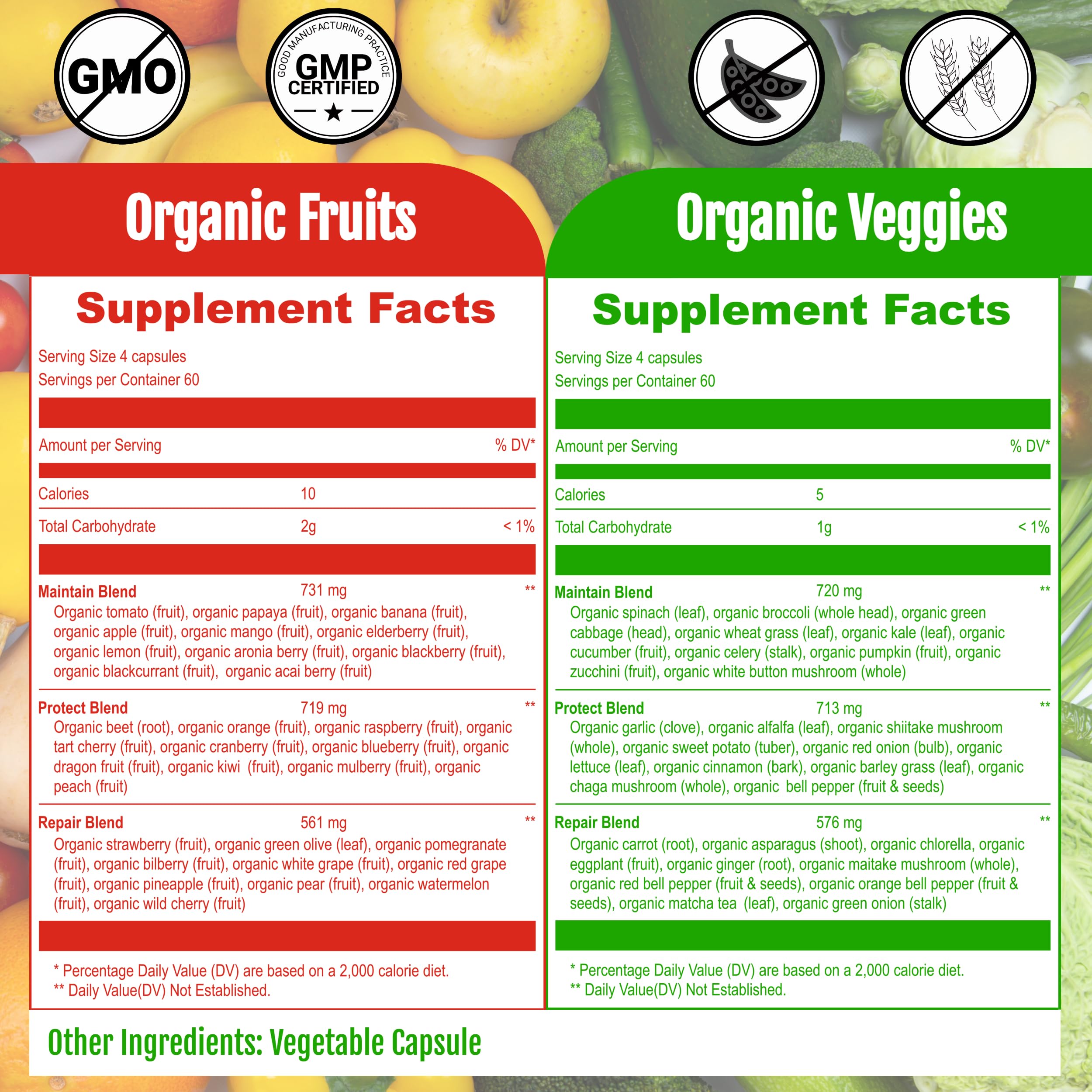 UpNourish Organic Fruits and Veggies Supplement - Support Diet Balance, Body Cleanse & Energy - 480 Fruits and Super Greens Capsules from Nature - Fruit and Vegetable Supplements for Adults & Kids UpNourishAu supplements