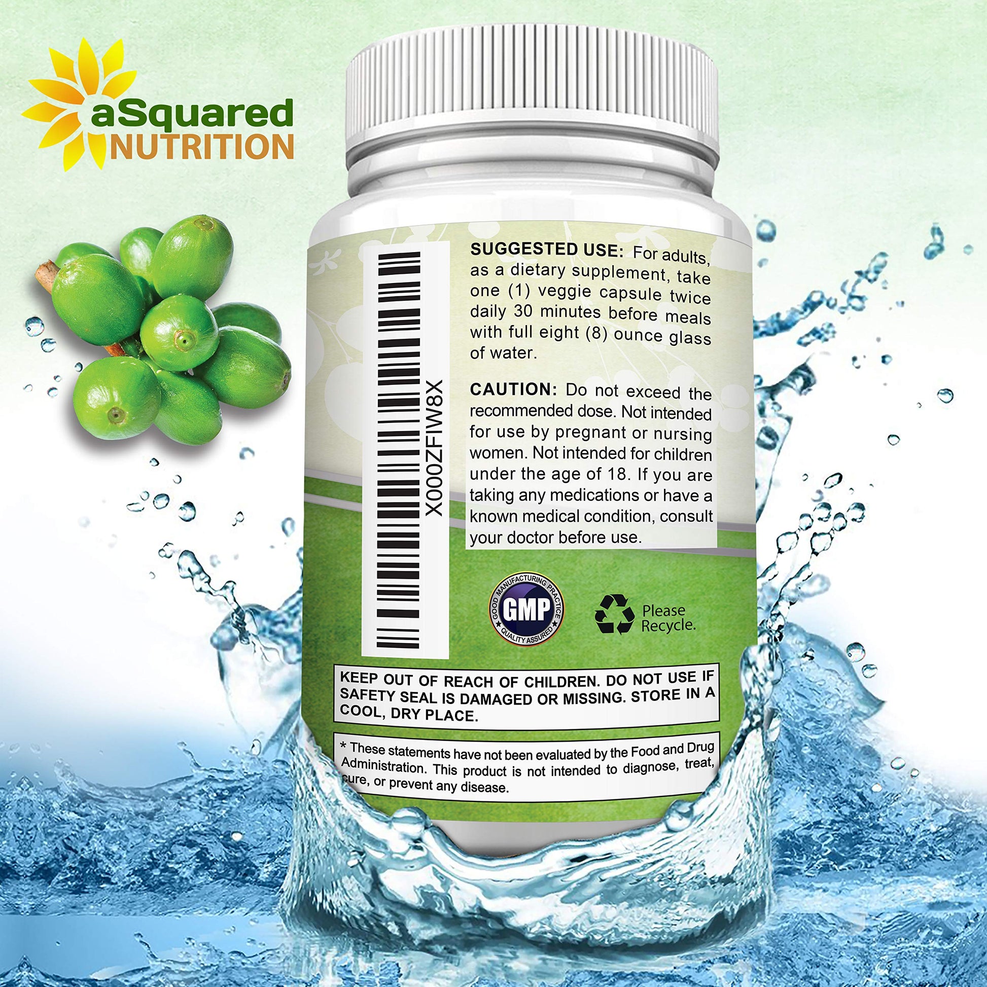aSquared Nutrition Natural Green Coffee Bean Formula-180 Capsules-Max Strength GCA aSquared NutritionAu supplements