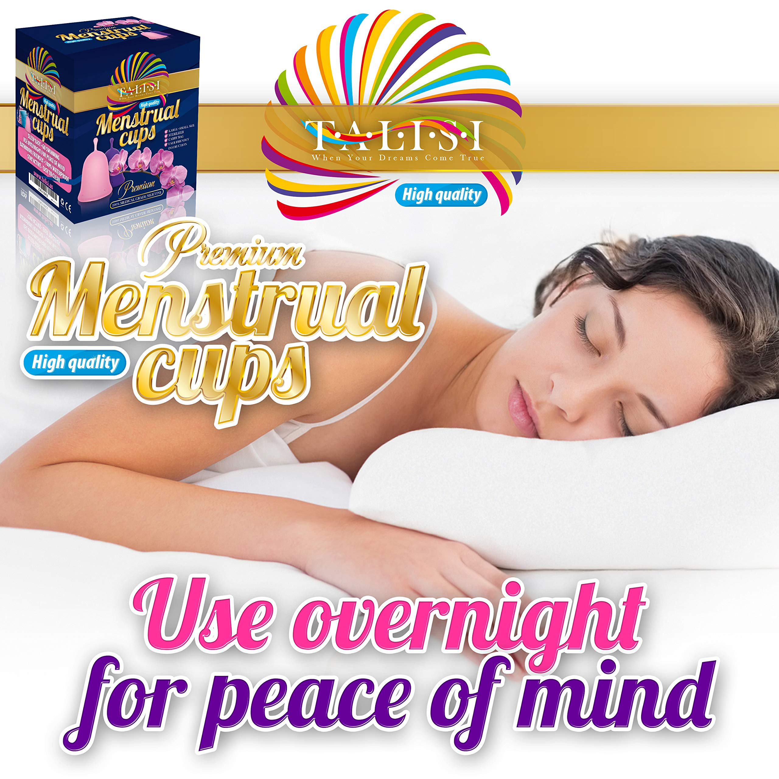 Talisi Menstrual Cups Set of 2 with Collapsible Silicone Sterilizer - Soft & Flexible Sensitive Feminine TALISI WHEN YOUR DREAMS COME TRUEAu supplements