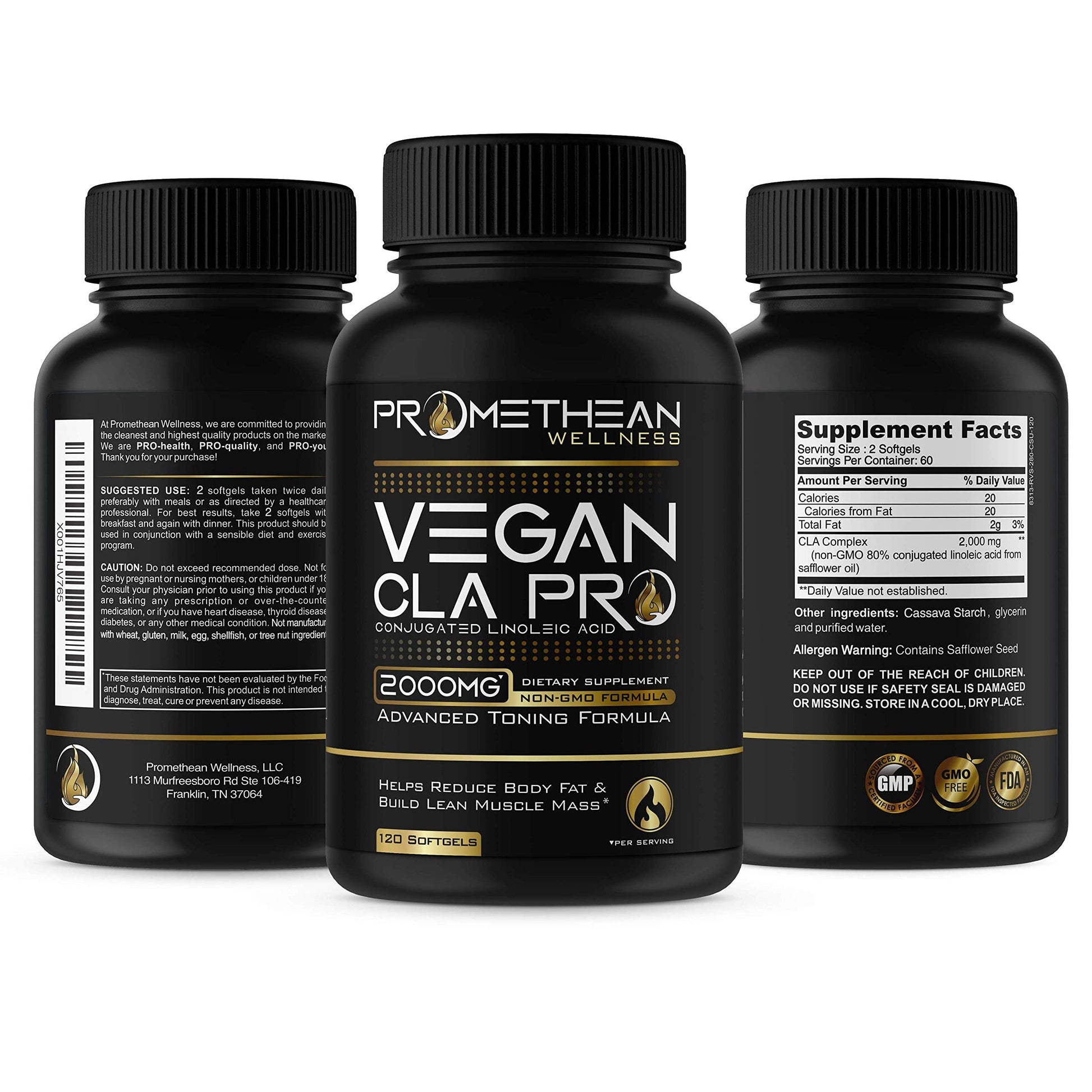 Vegan CLA Pro 2000 mg Pure Premium CLA Safflower Oil Conjugated Linoleic Acid Best Promethean WellnessAu supplements